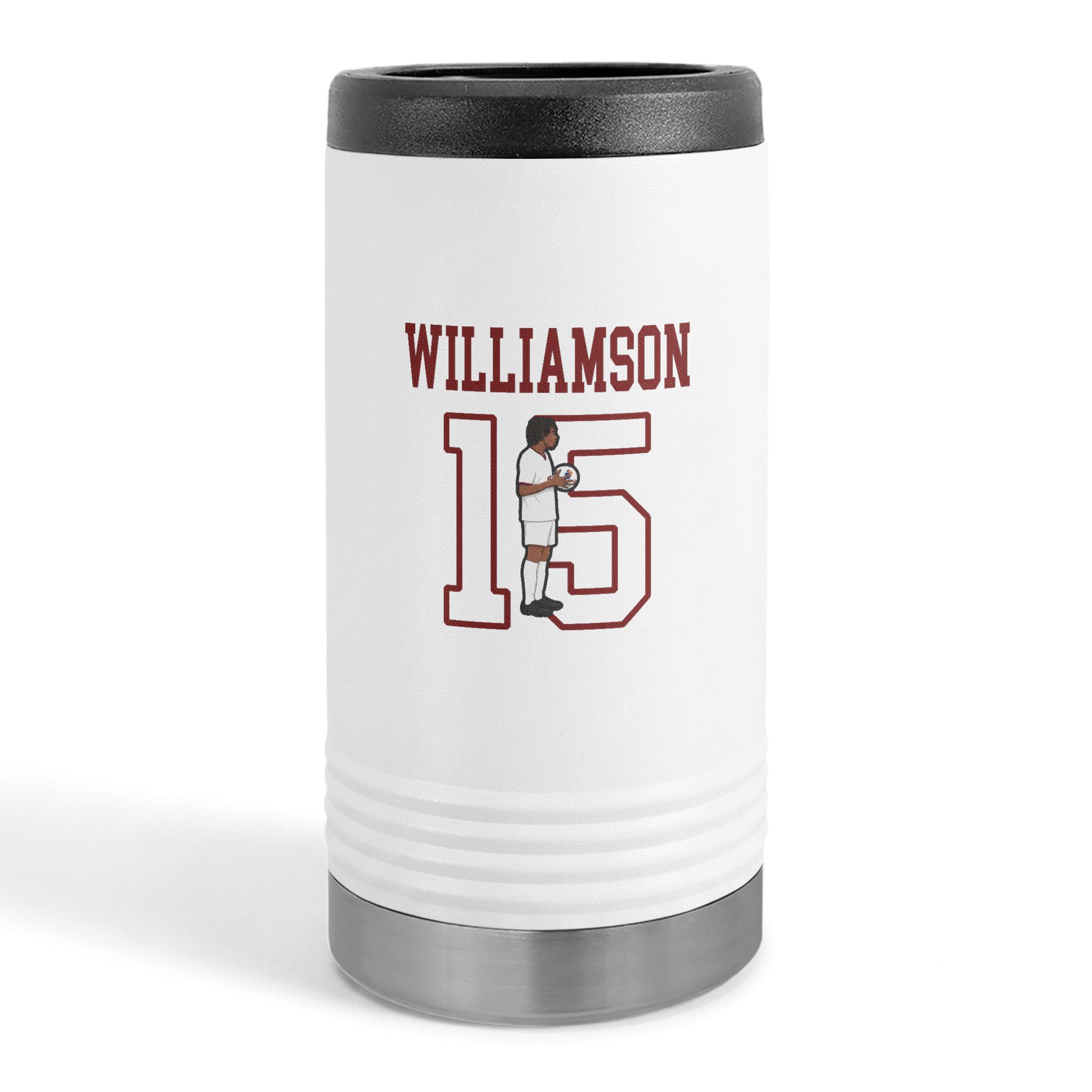 Slim Stainless Can Cooler — character_shirsey in White