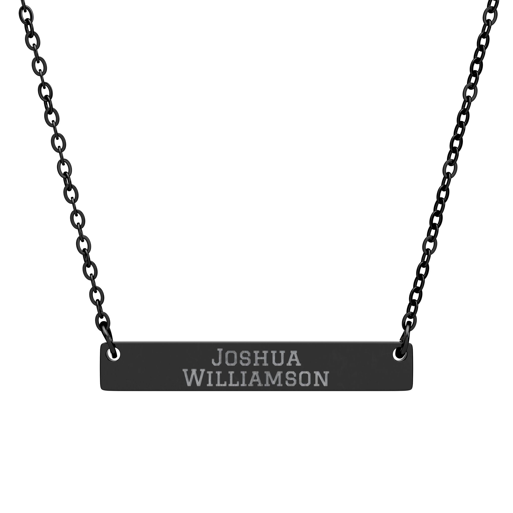 Engraved Bar Necklace — Classic in Black