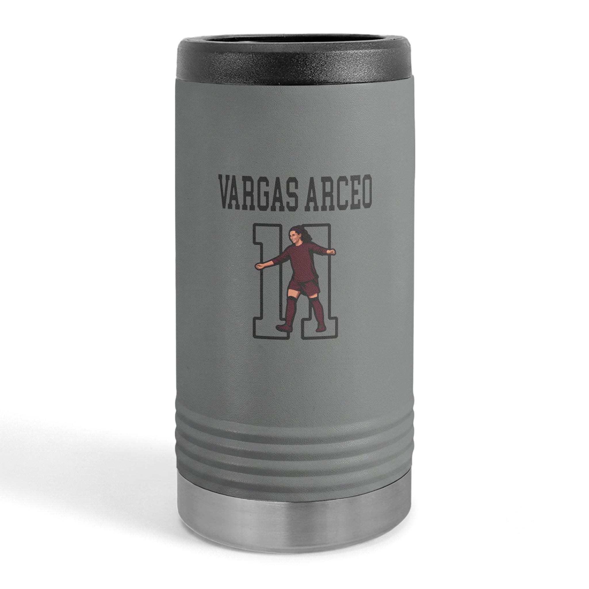 Slim Stainless Can Cooler — character_shirsey in Grey