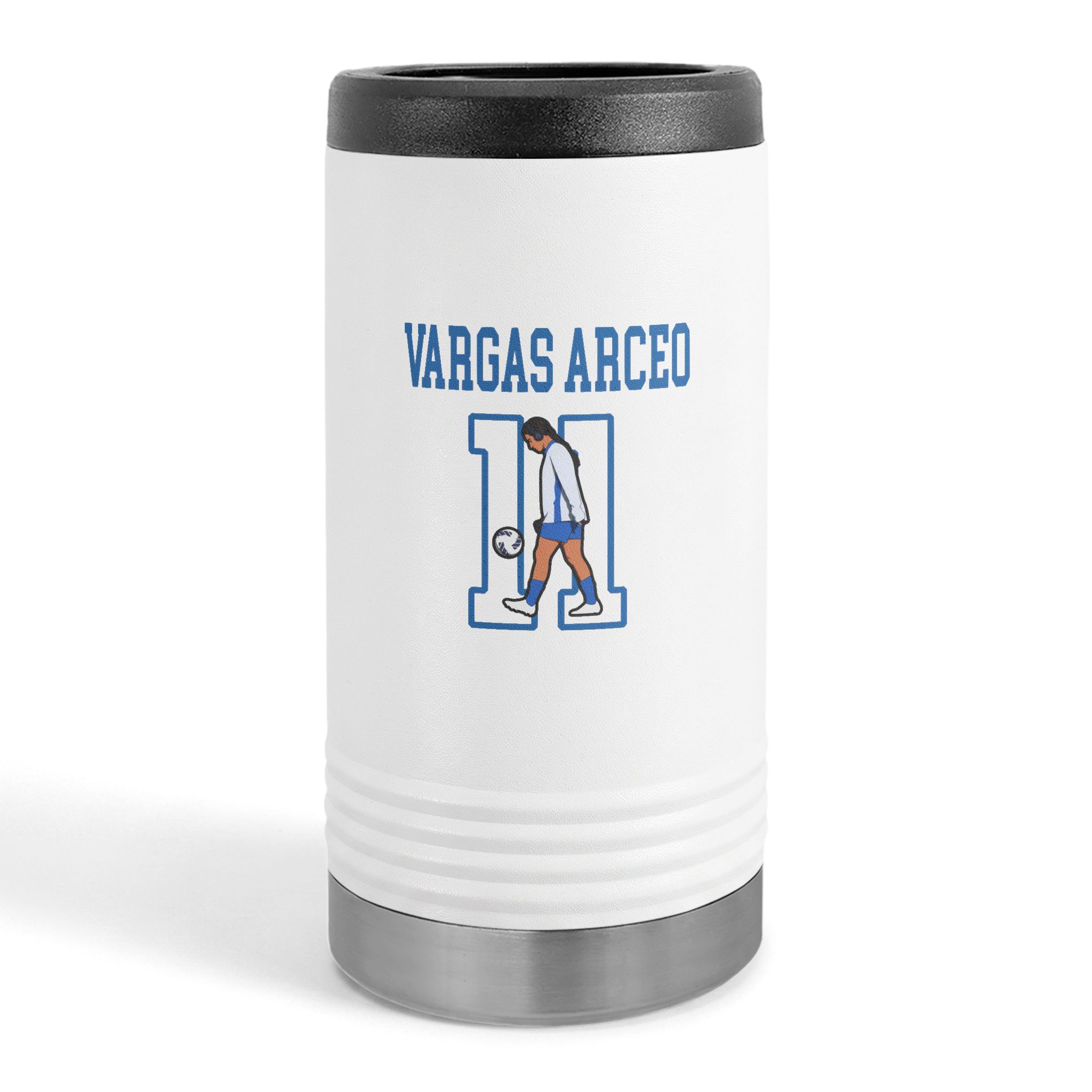 Slim Stainless Can Cooler — character_shirsey in White