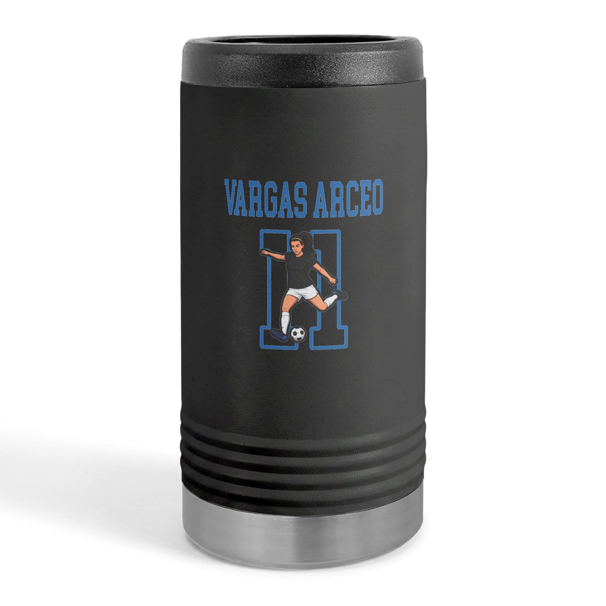 Slim Stainless Can Cooler — character_shirsey in Black