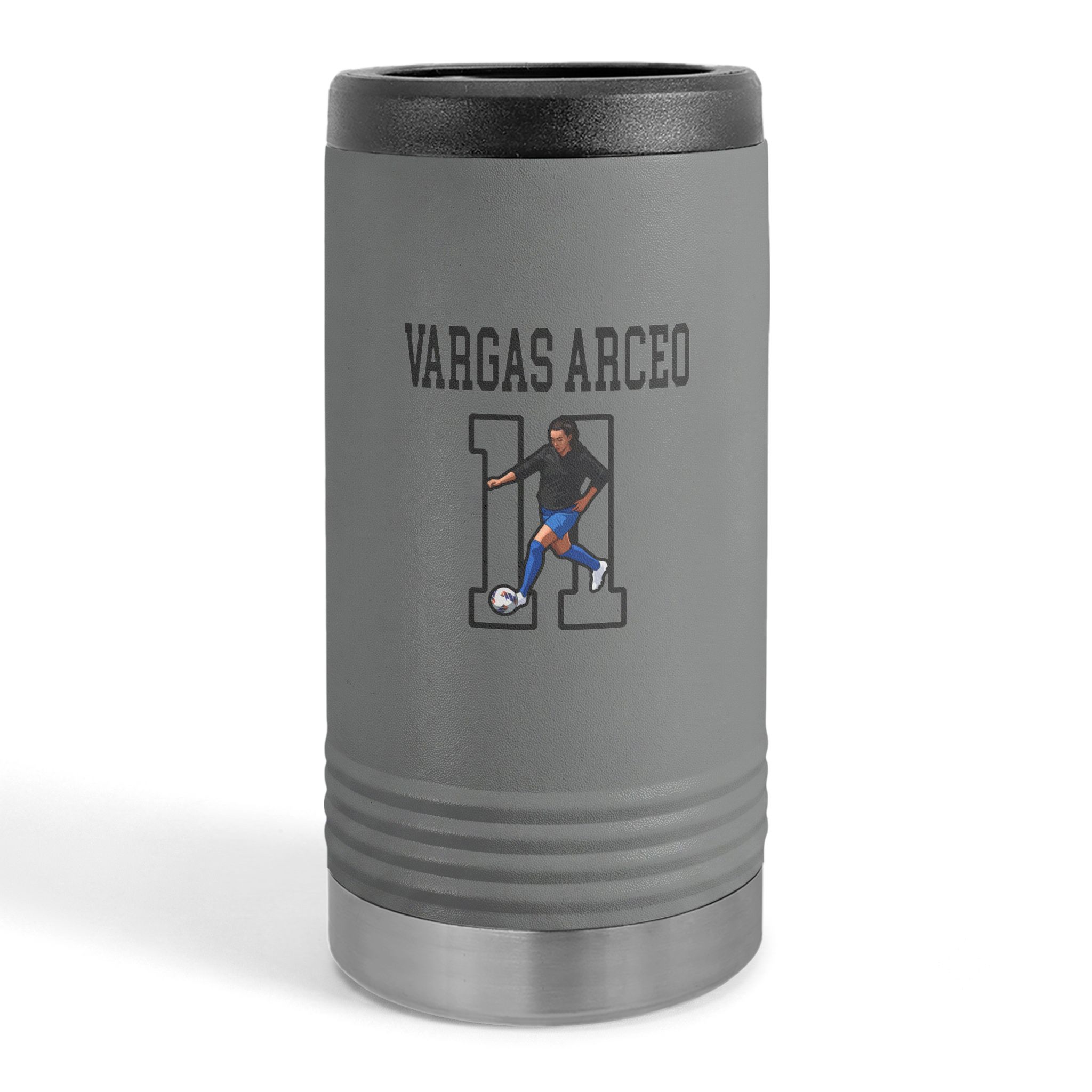 Slim Stainless Can Cooler — character_shirsey in Grey
