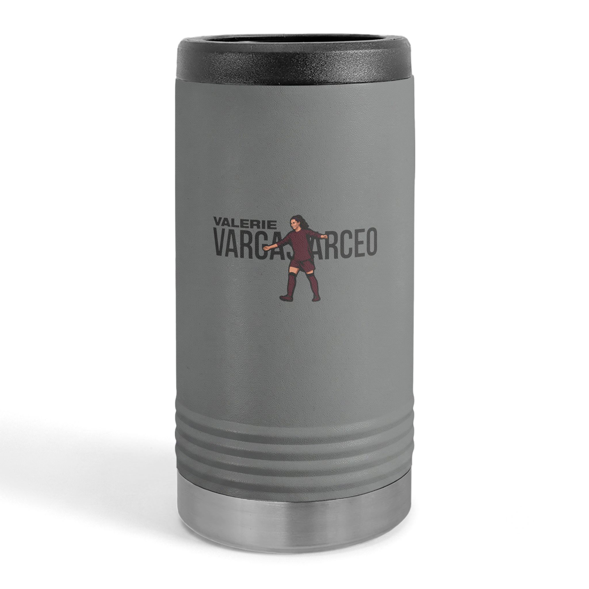 Slim Stainless Can Cooler — character_player_name in Grey