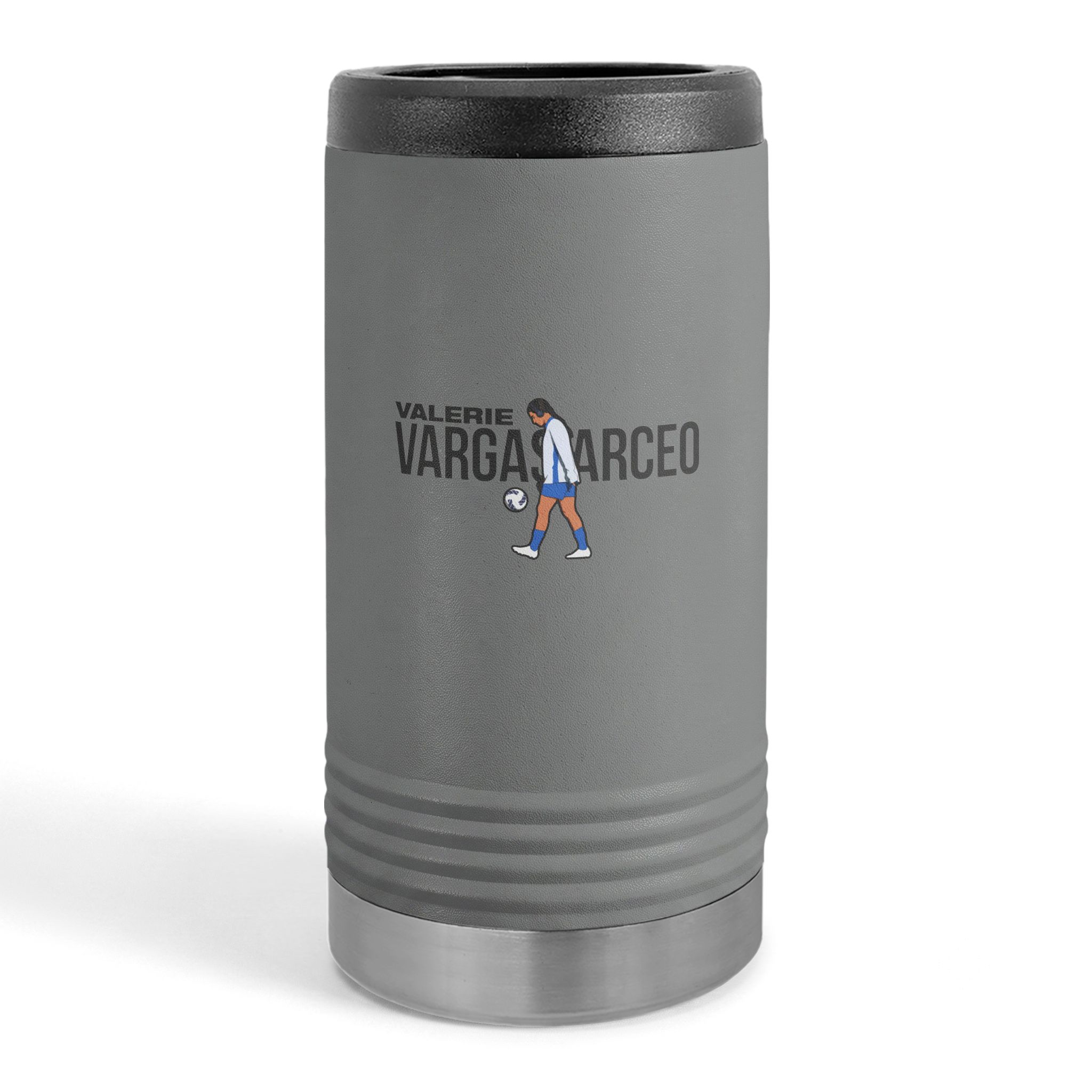 Slim Stainless Can Cooler — character_player_name in Grey