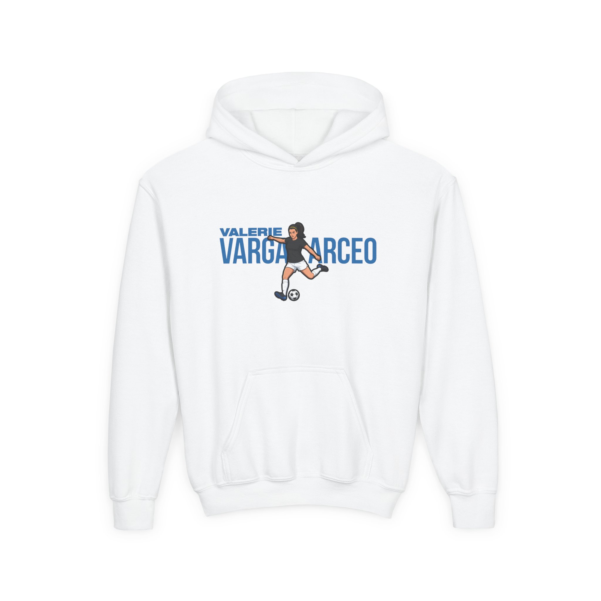 Youth Hoodie — character_player_name in White