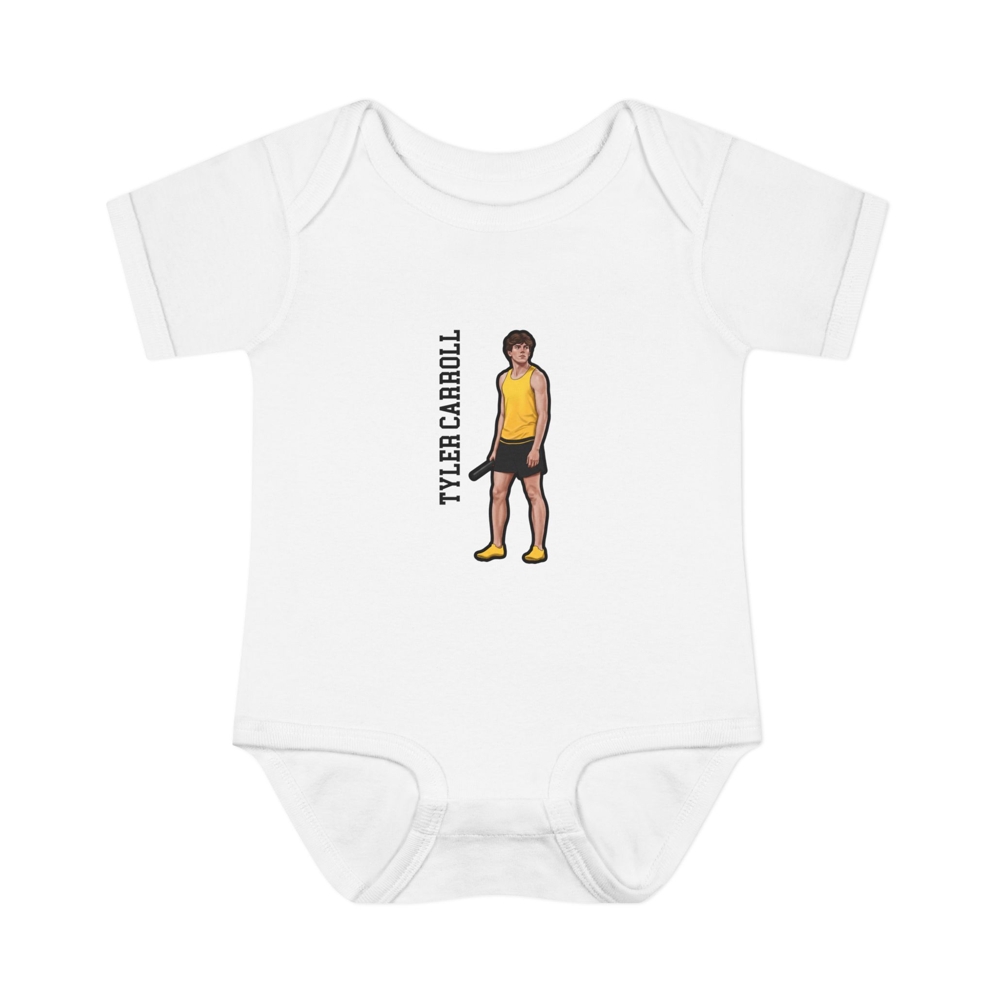 Baby Onesie — character_name_vertical in White