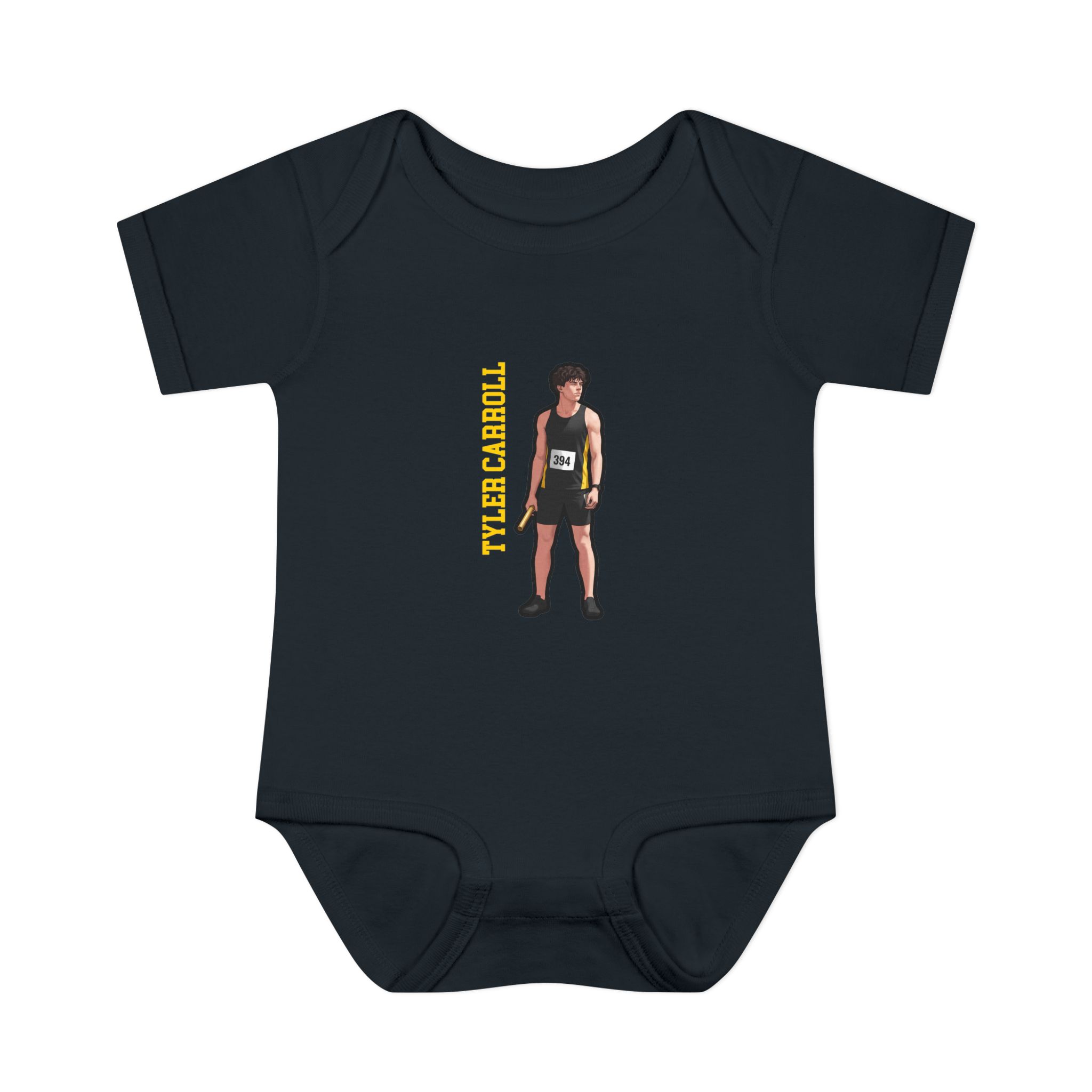 Baby Onesie — character_name_vertical in Black