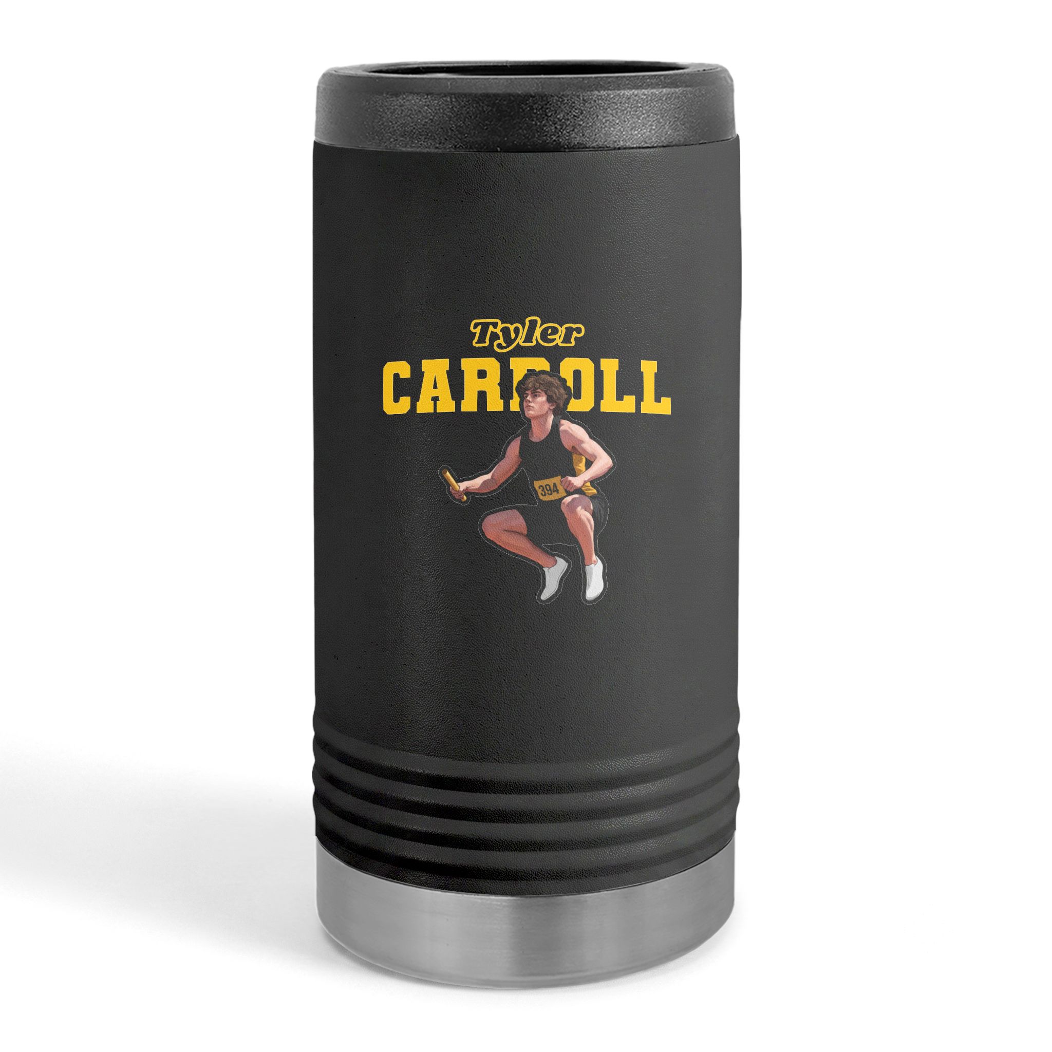 Slim Stainless Can Cooler — character_name_arch in Black