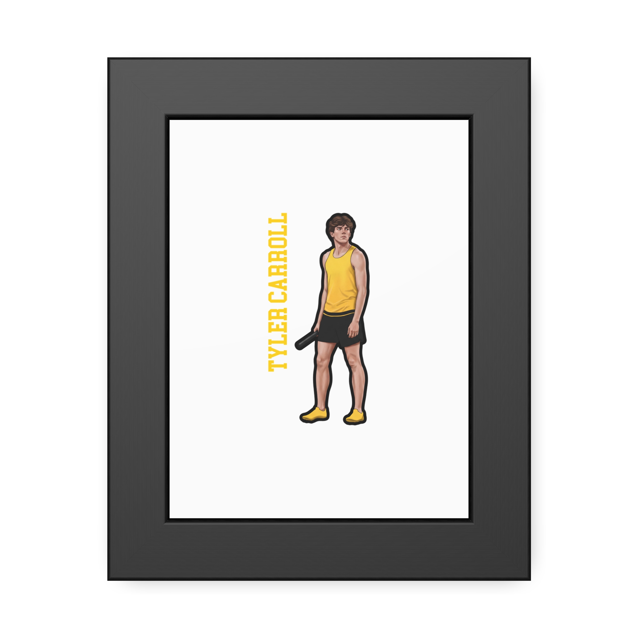 Framed Poster — character_name_vertical in Black