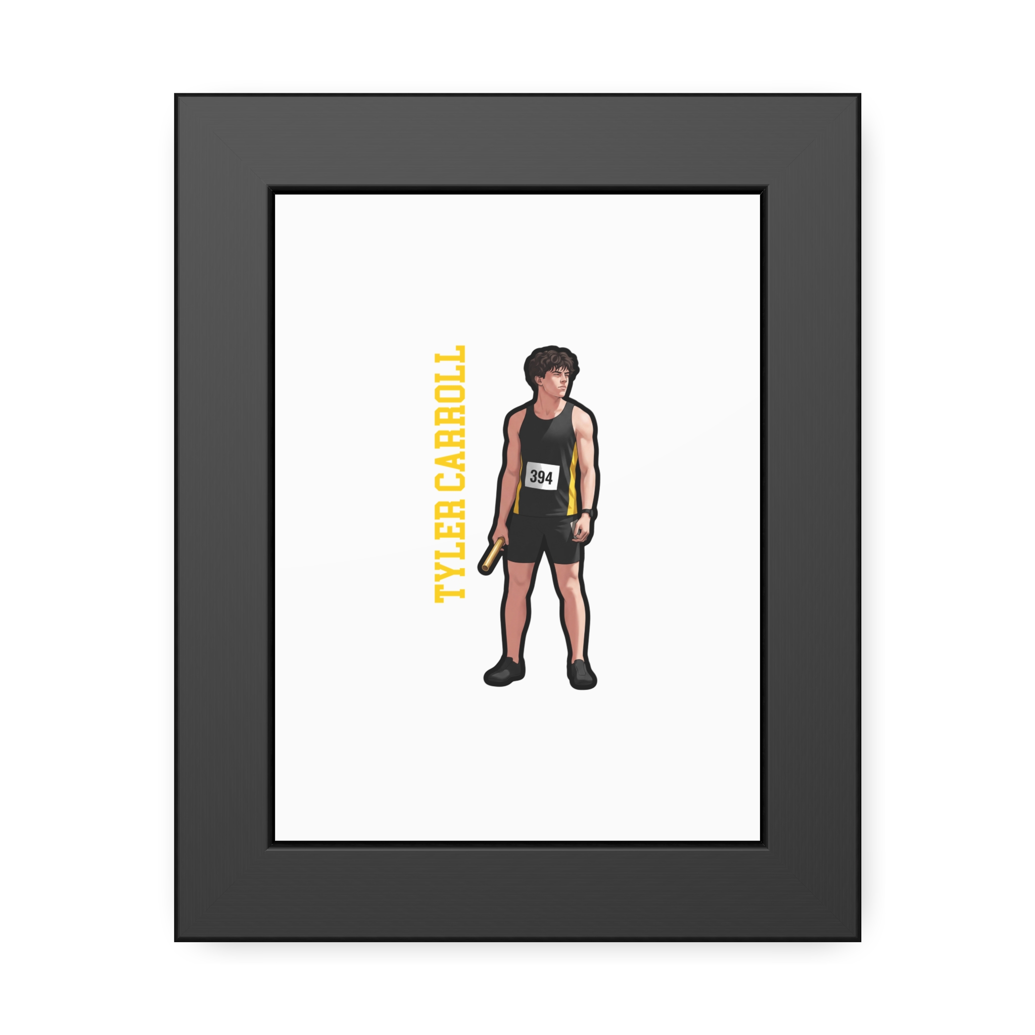 Framed Poster — character_name_vertical in Black