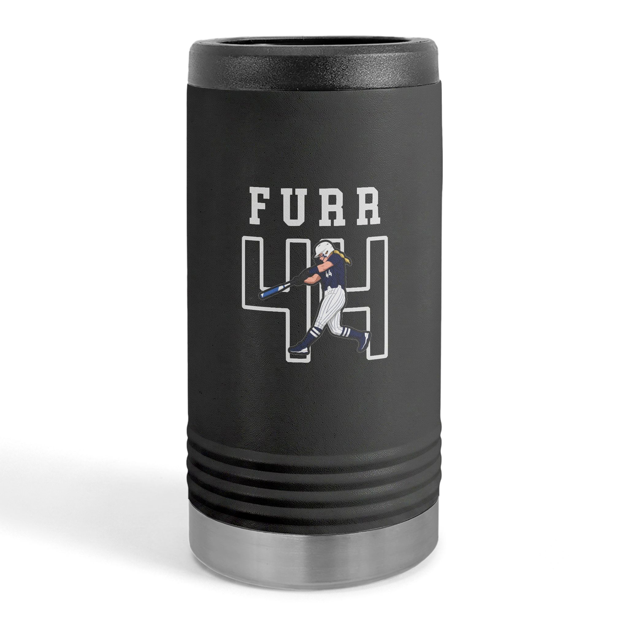 Slim Stainless Can Cooler — character_shirsey in Black
