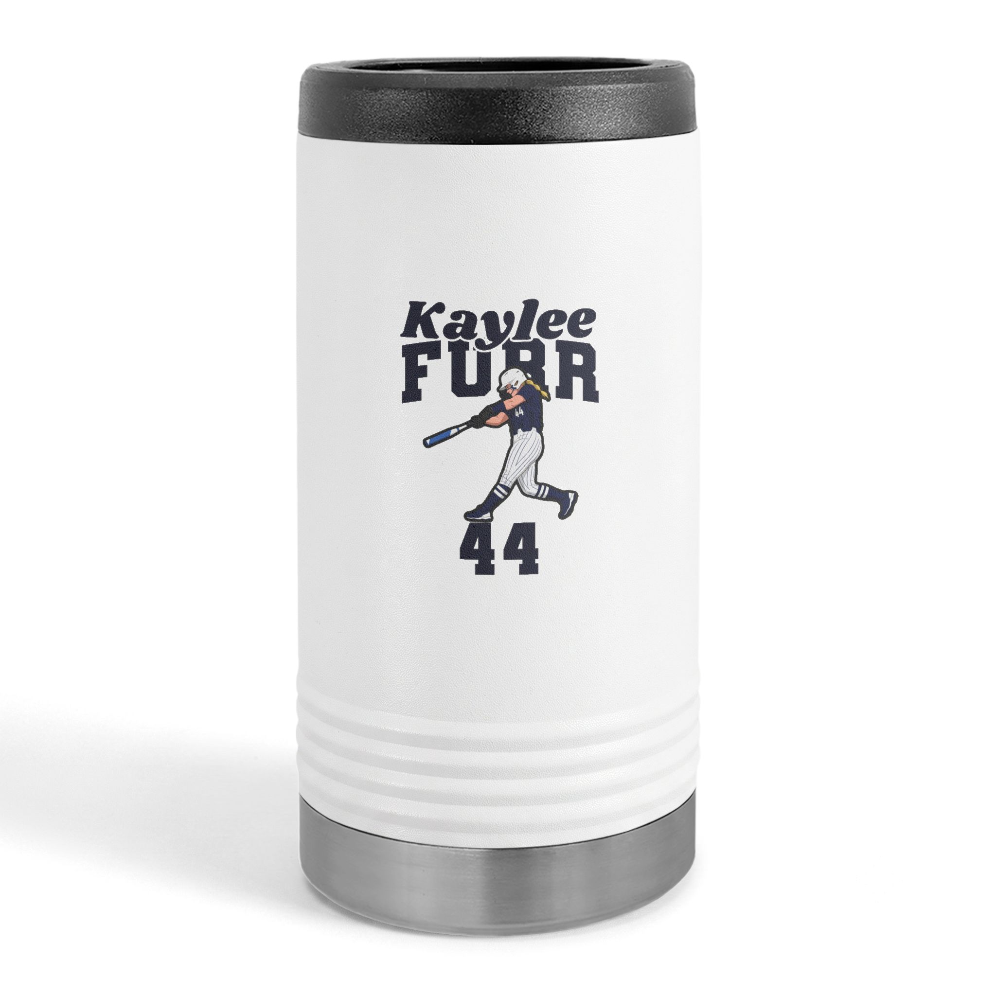 Slim Stainless Can Cooler — character_signature_arch in White