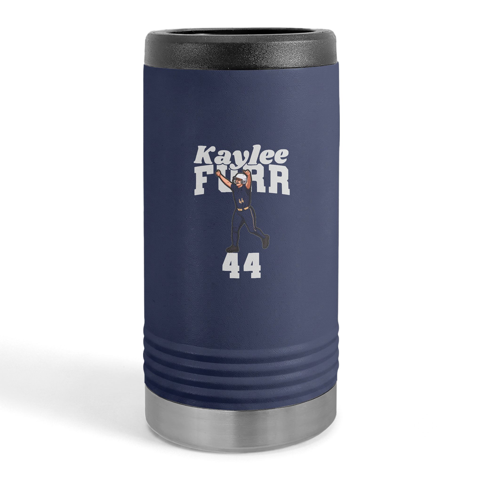Slim Stainless Can Cooler — character_signature_arch in Navy