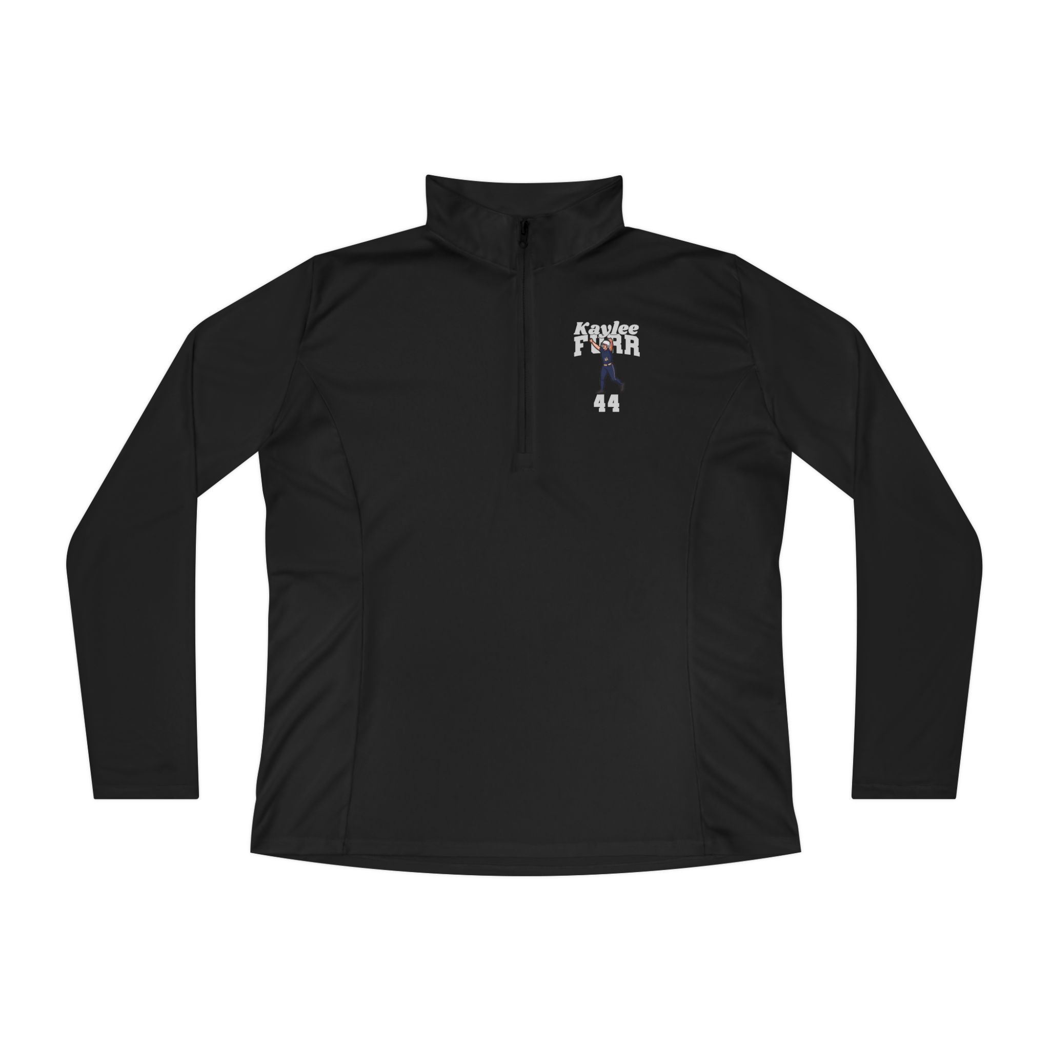 Women's Q-Zip Pullover — character_signature_arch in Black