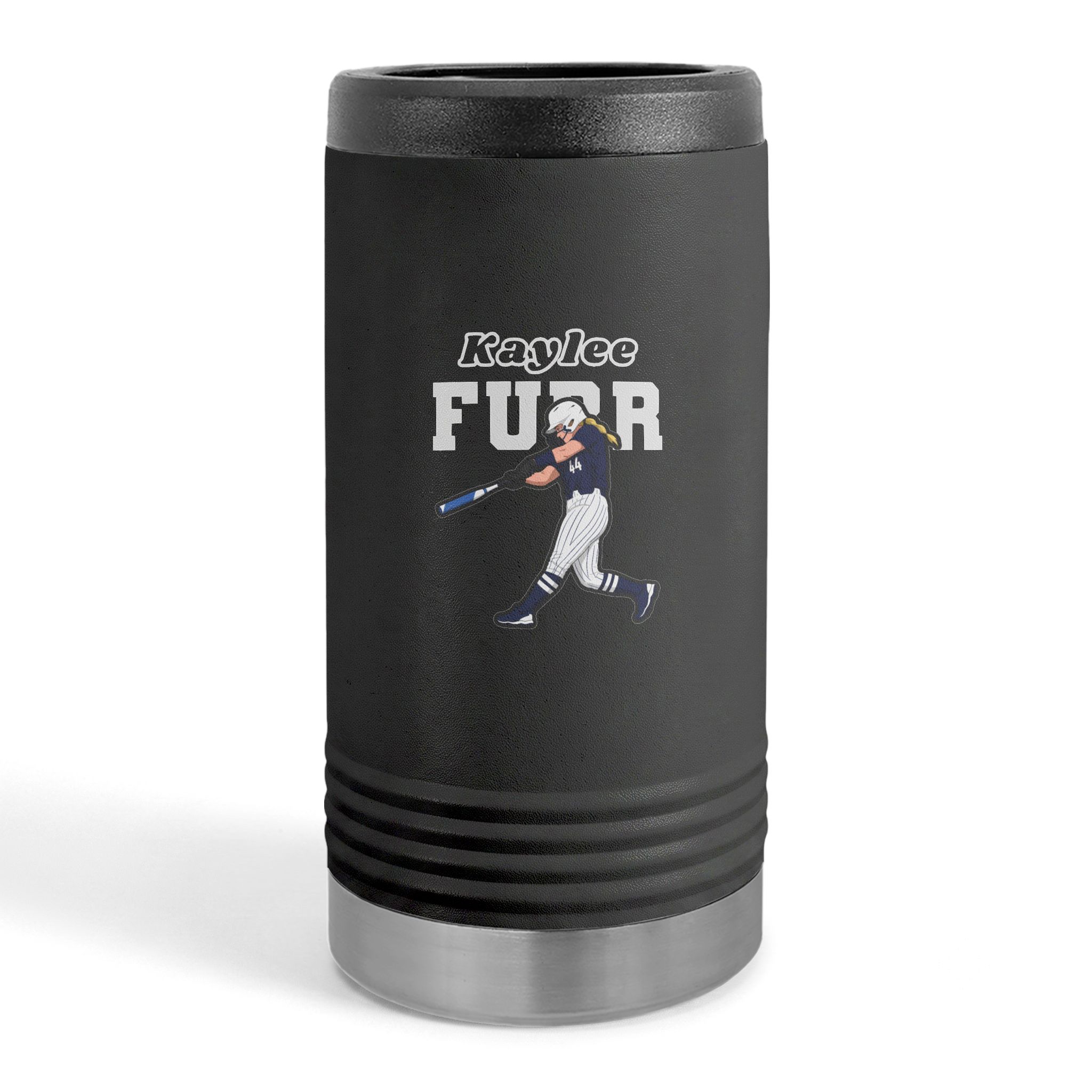 Slim Stainless Can Cooler — character_name_arch in Black