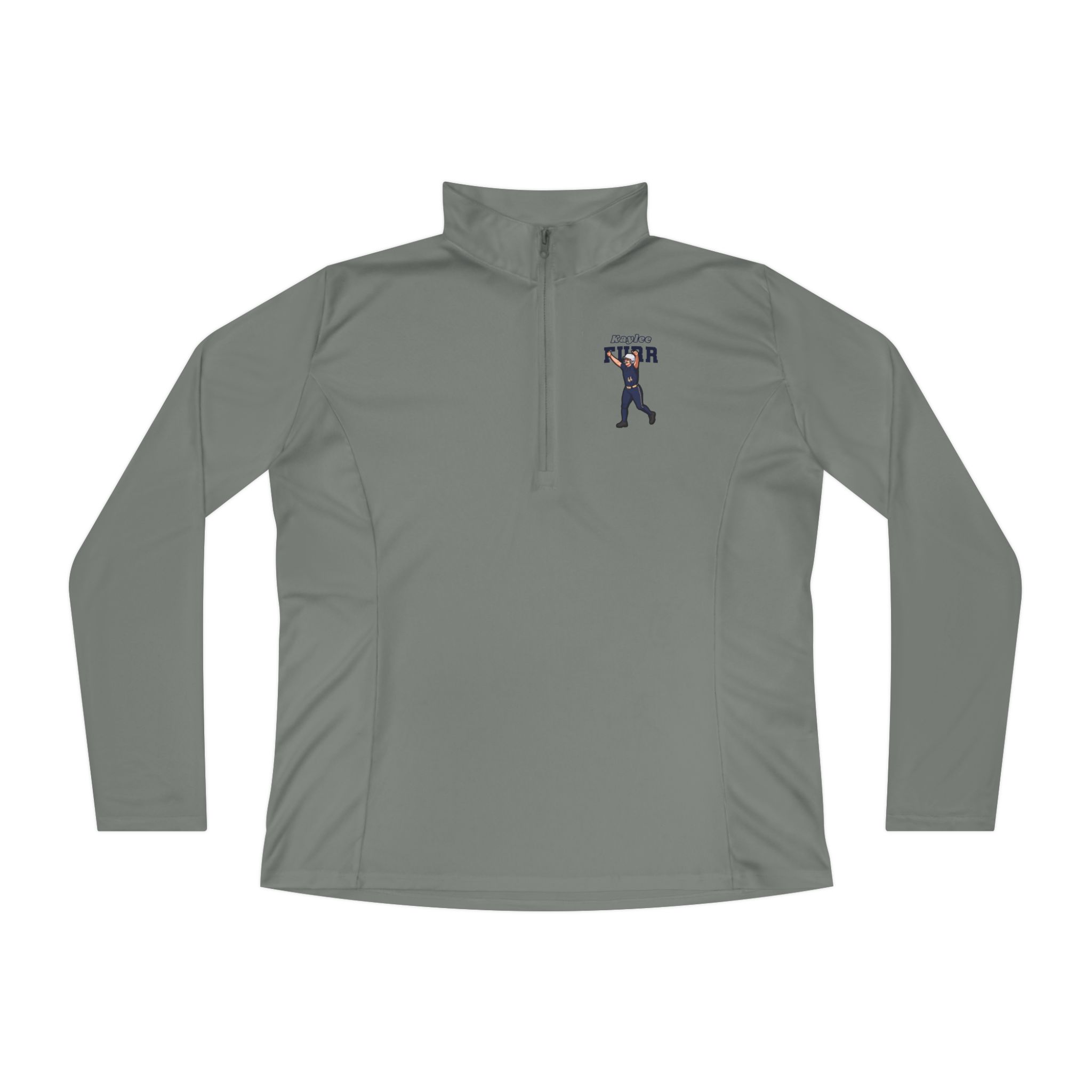Women's Q-Zip Pullover — character_name_arch in Grey