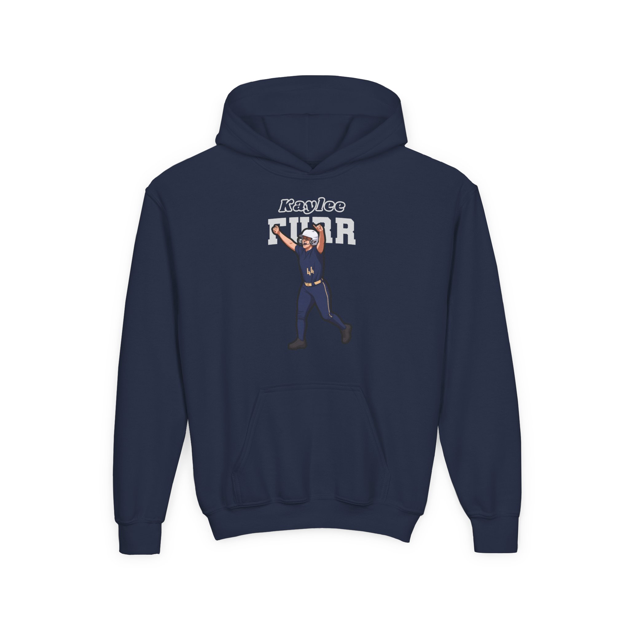 Youth Hoodie — character_name_arch in Navy
