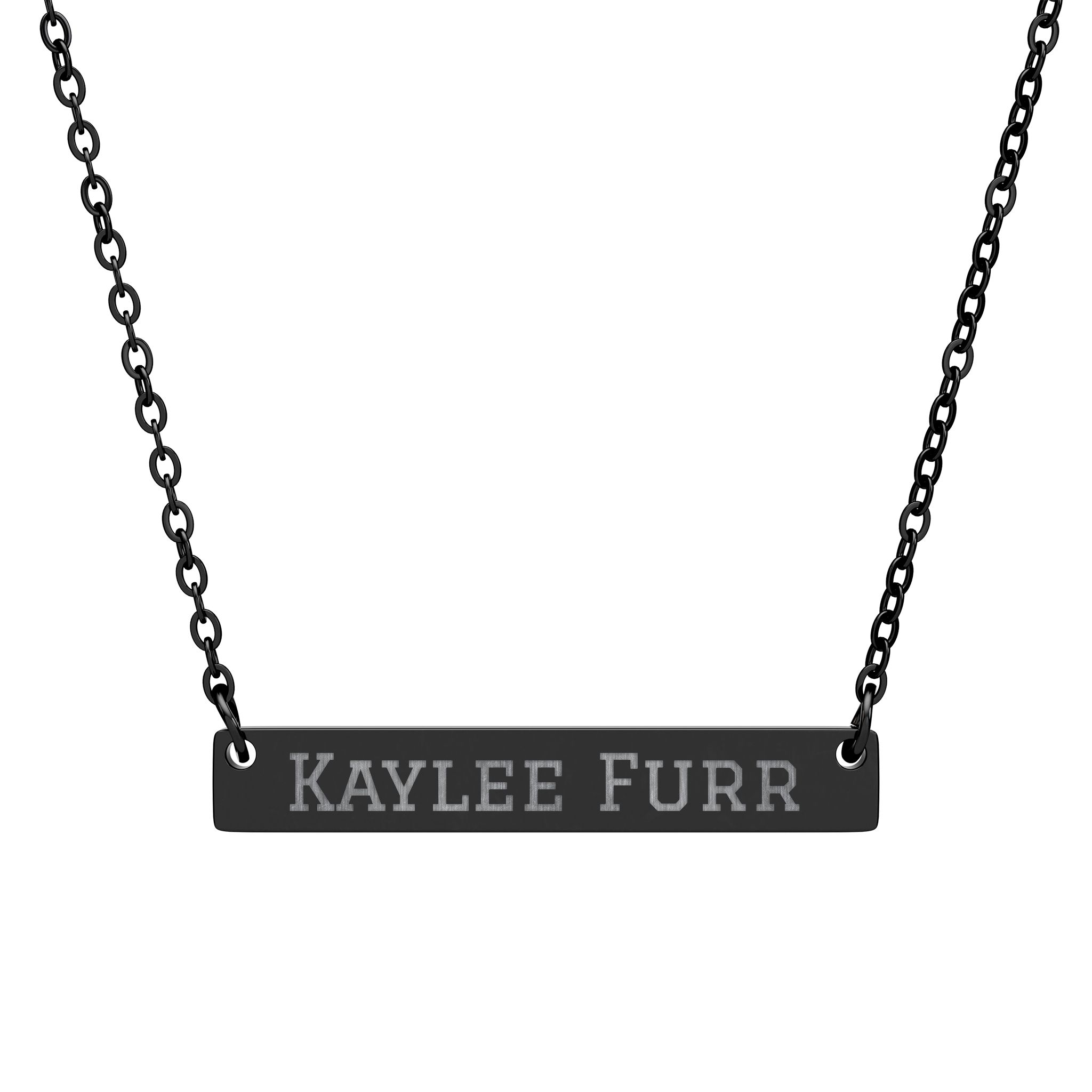 Engraved Bar Necklace — Classic in Black