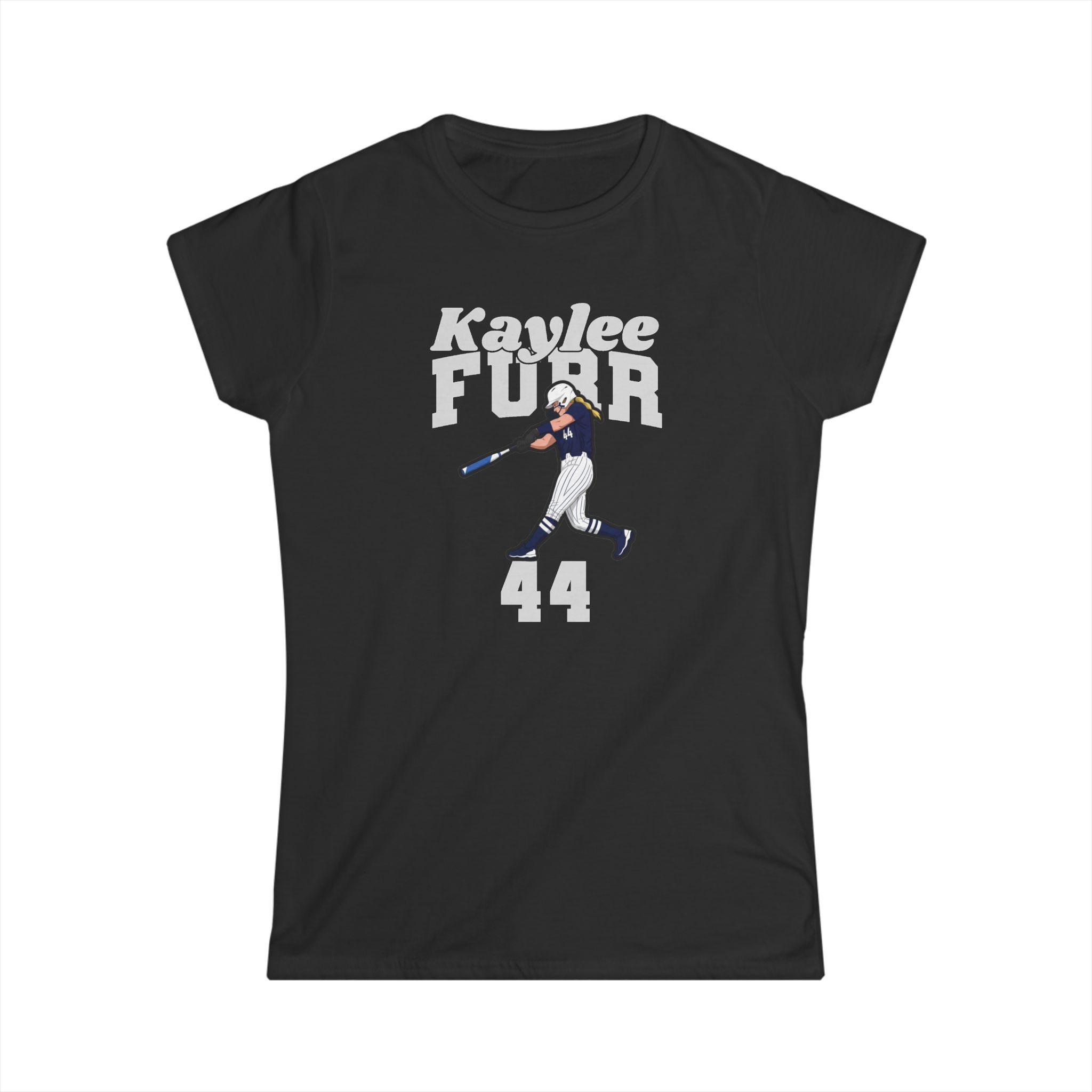 Women's Softstyle Tee — character_signature_arch in Black
