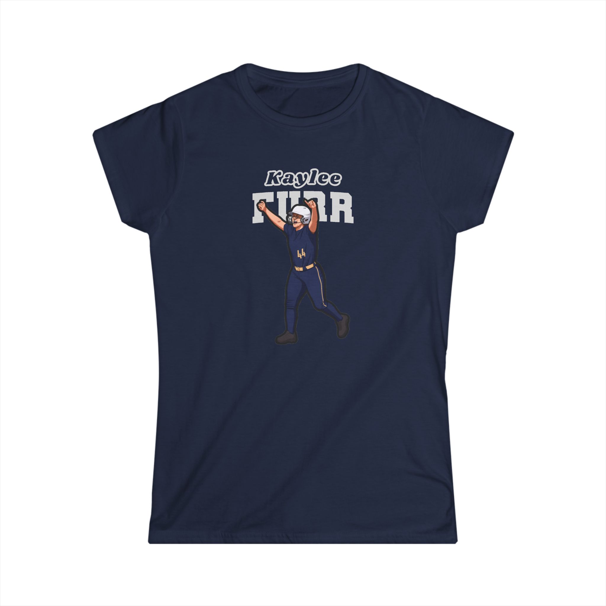 Women's Softstyle Tee — character_name_arch in Navy