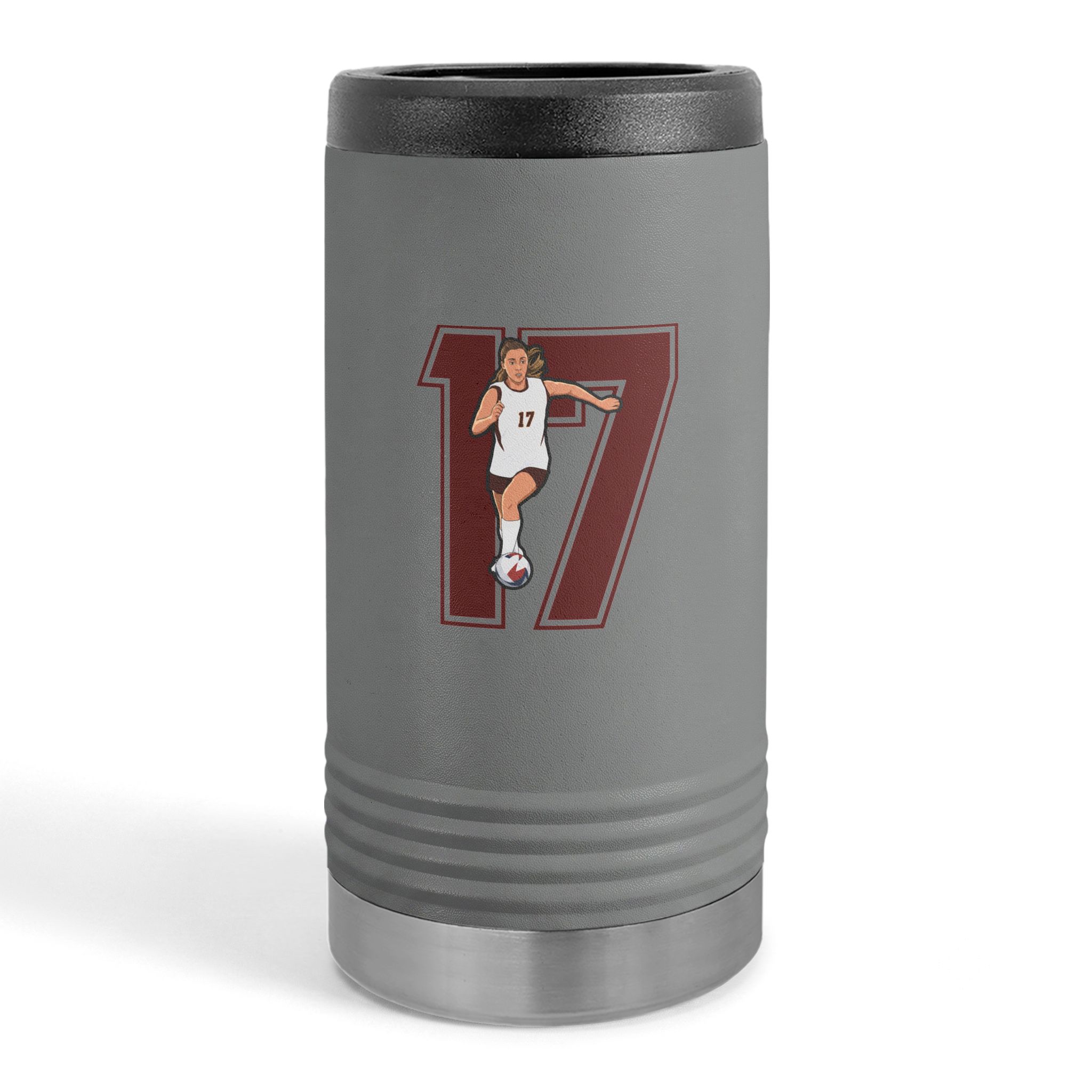 Slim Stainless Can Cooler — character_number in Grey