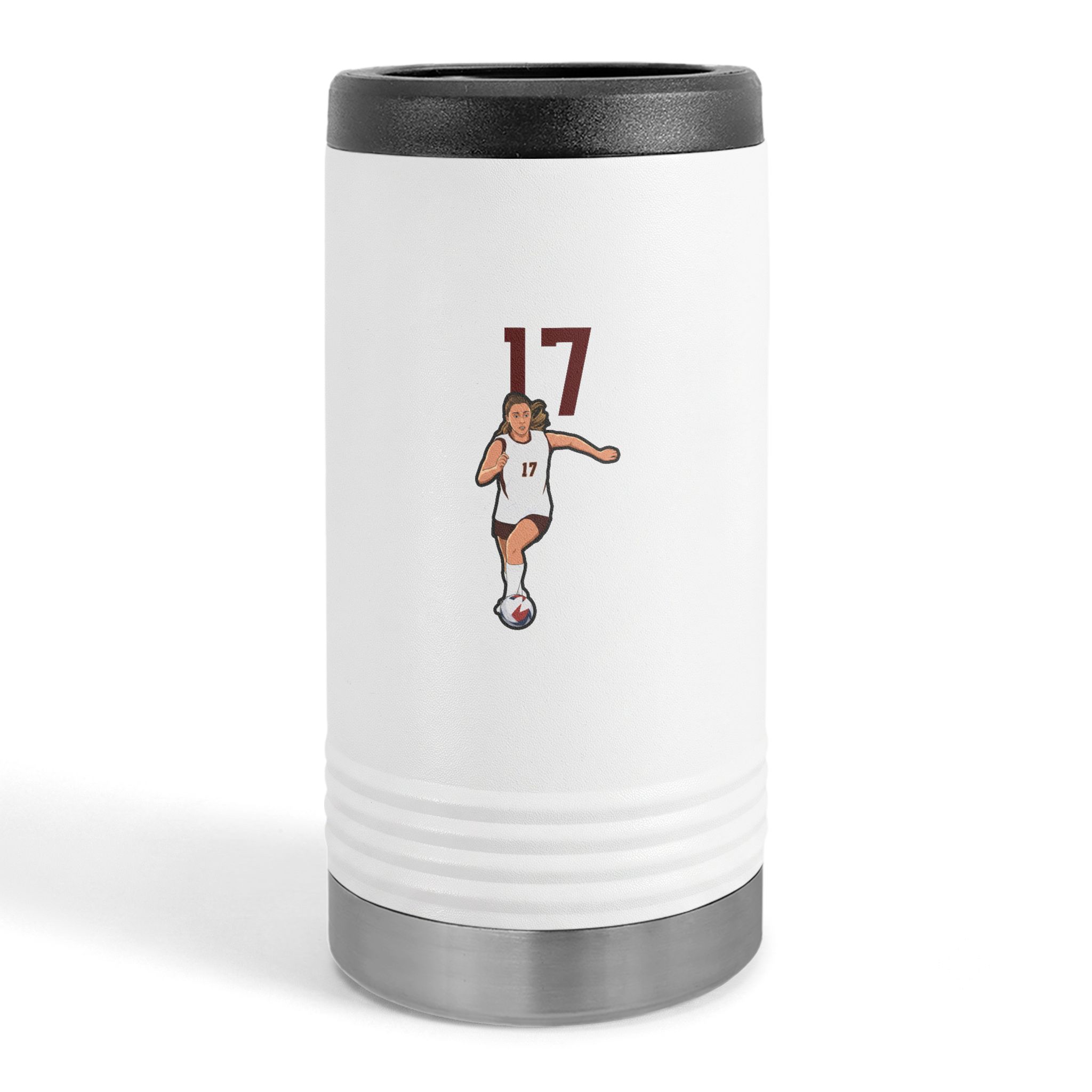 Slim Stainless Can Cooler — character_number_top in White