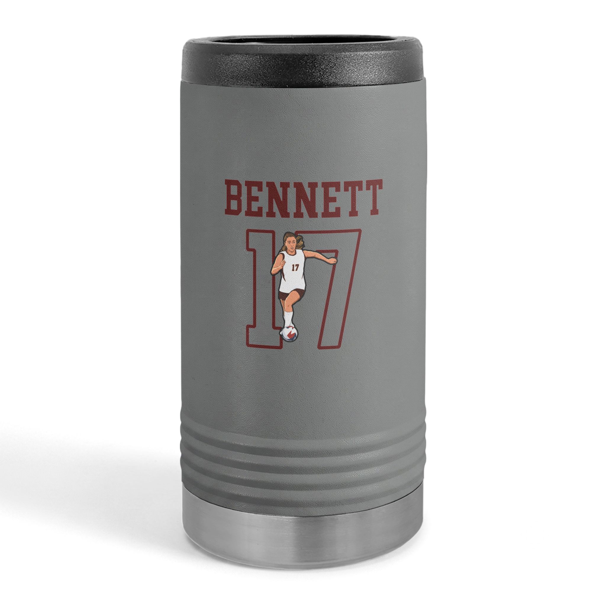Slim Stainless Can Cooler — character_shirsey in Grey