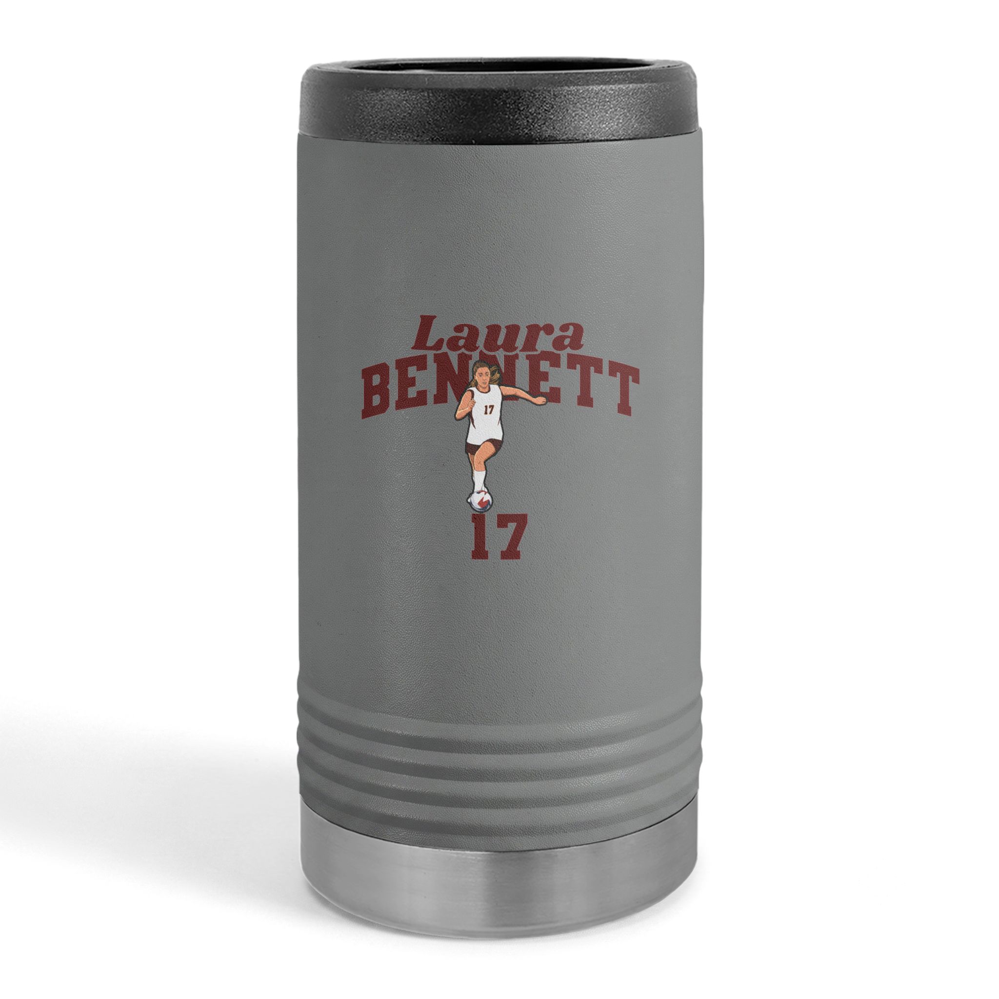 Slim Stainless Can Cooler — character_signature_arch in Grey