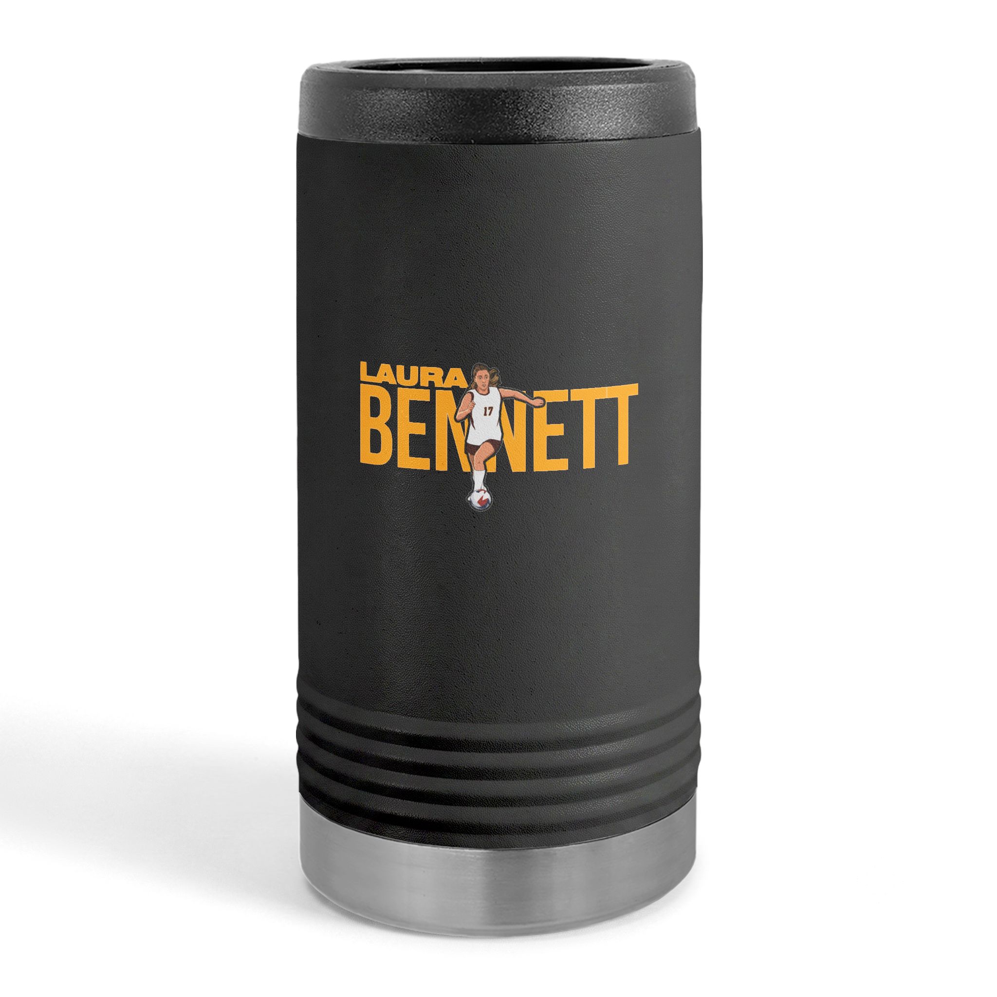 Slim Stainless Can Cooler — character_player_name in Black