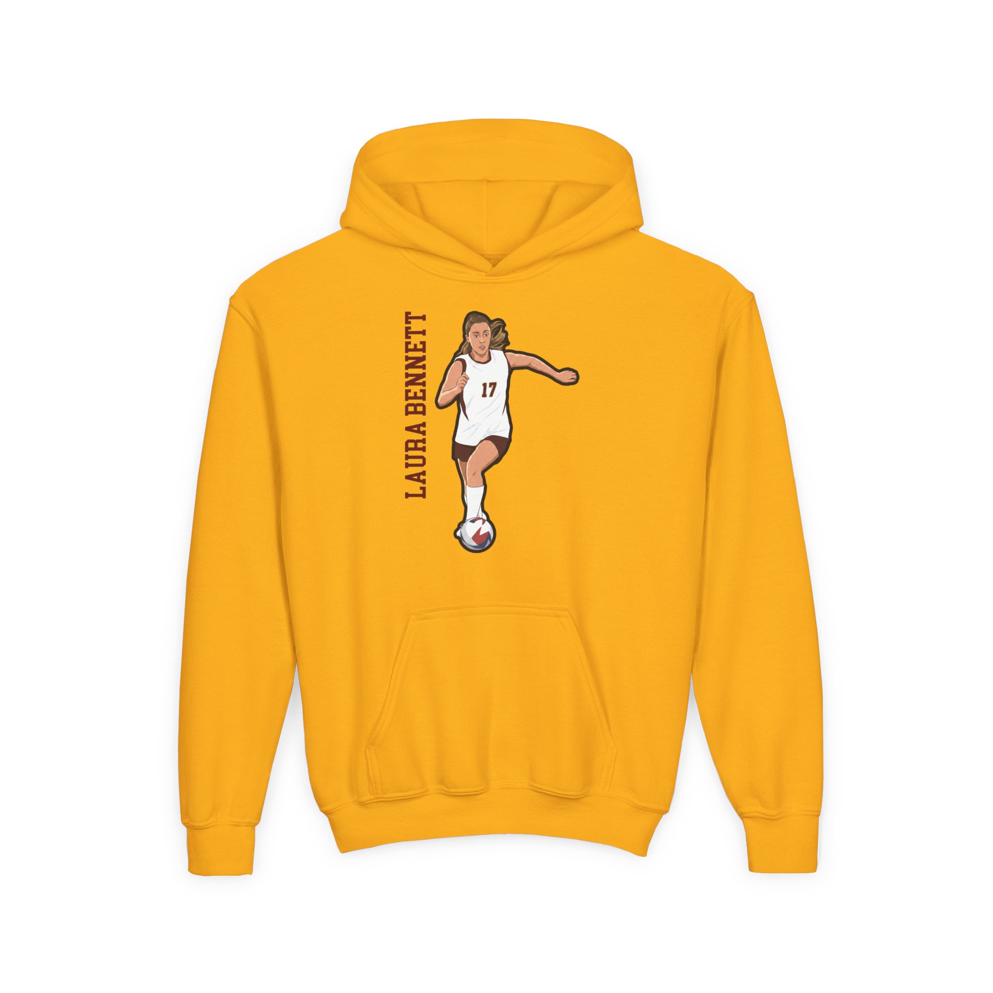 Youth Hoodie — character_name_vertical in Gold