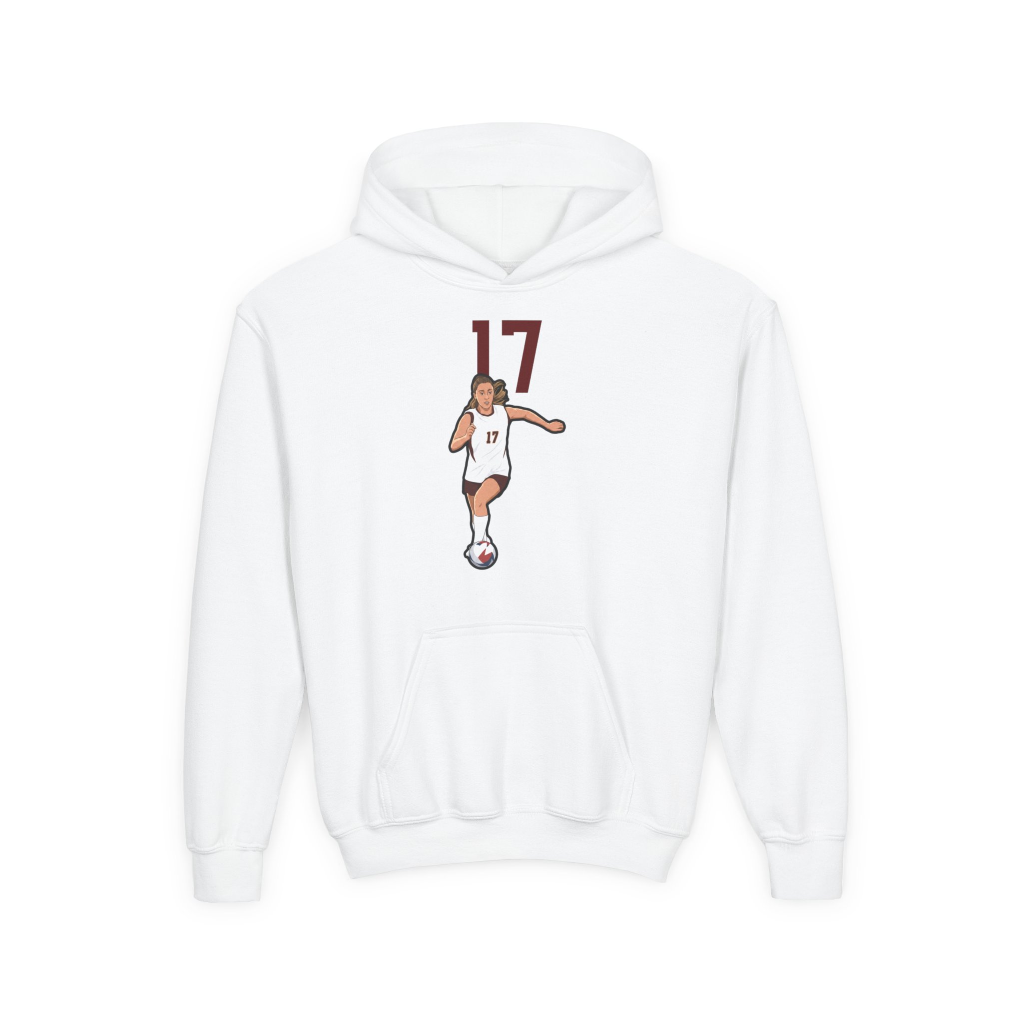 Youth Hoodie — character_number_top in White