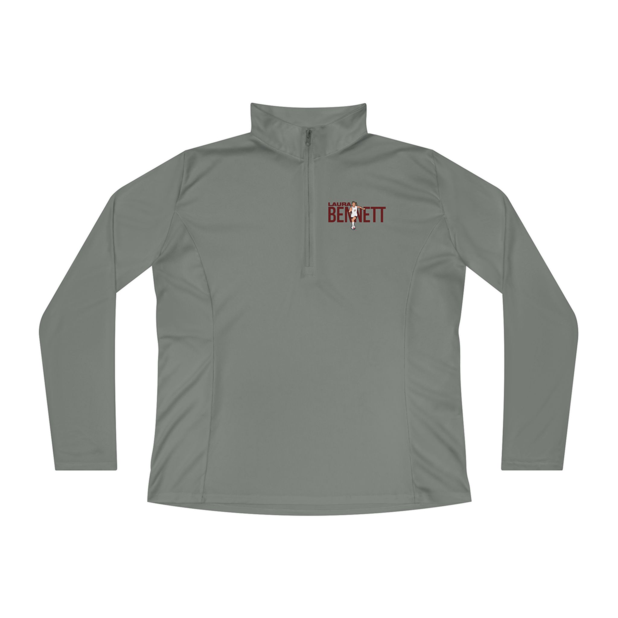 Women's Q-Zip Pullover — character_player_name in Grey