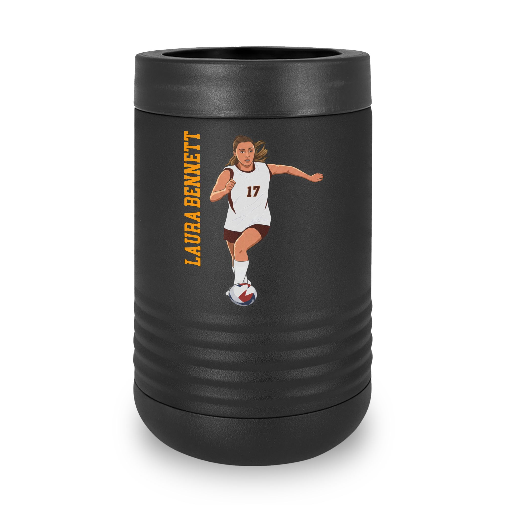 Stainless Can Cooler — character_name_vertical in Black