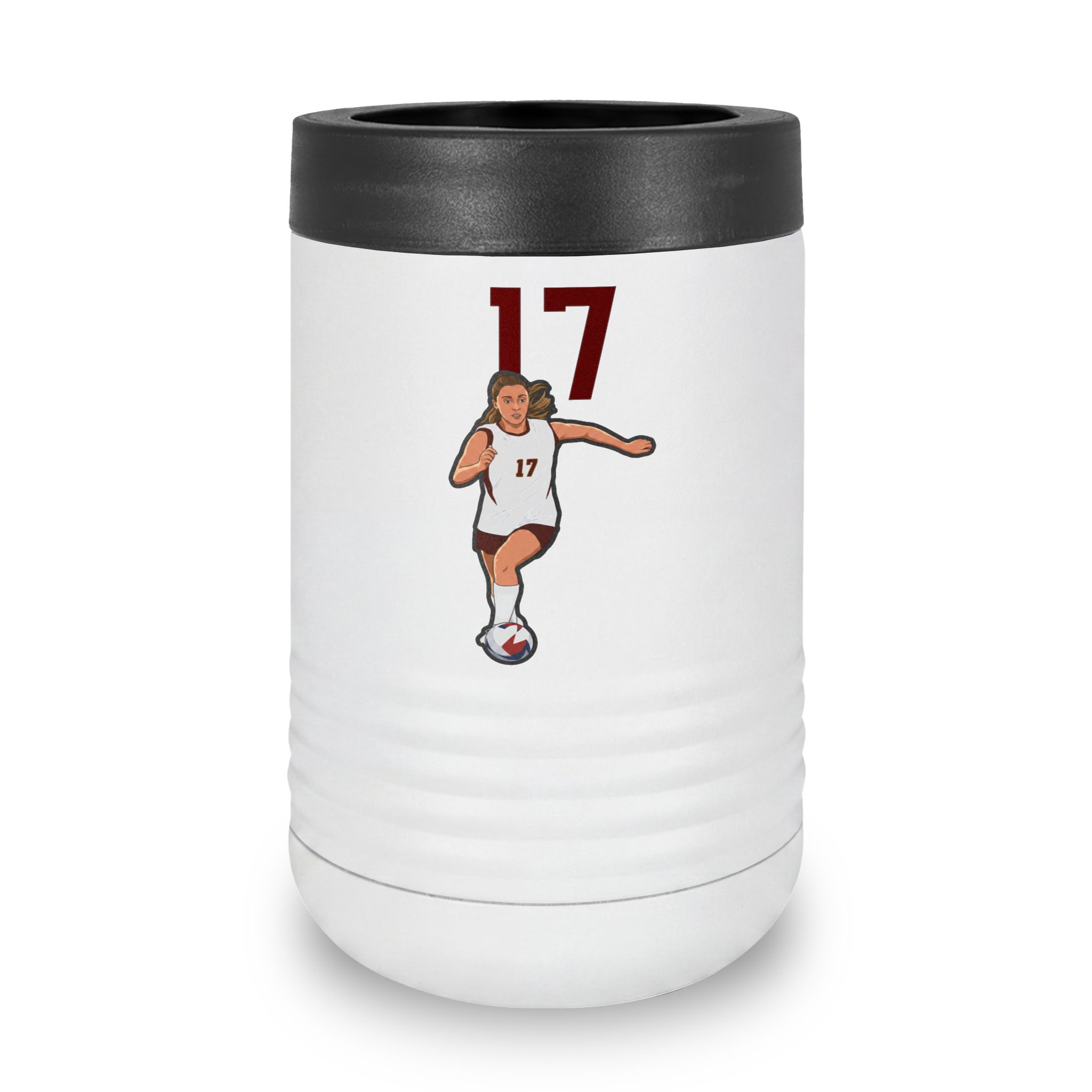 Stainless Can Cooler — character_number_top in White