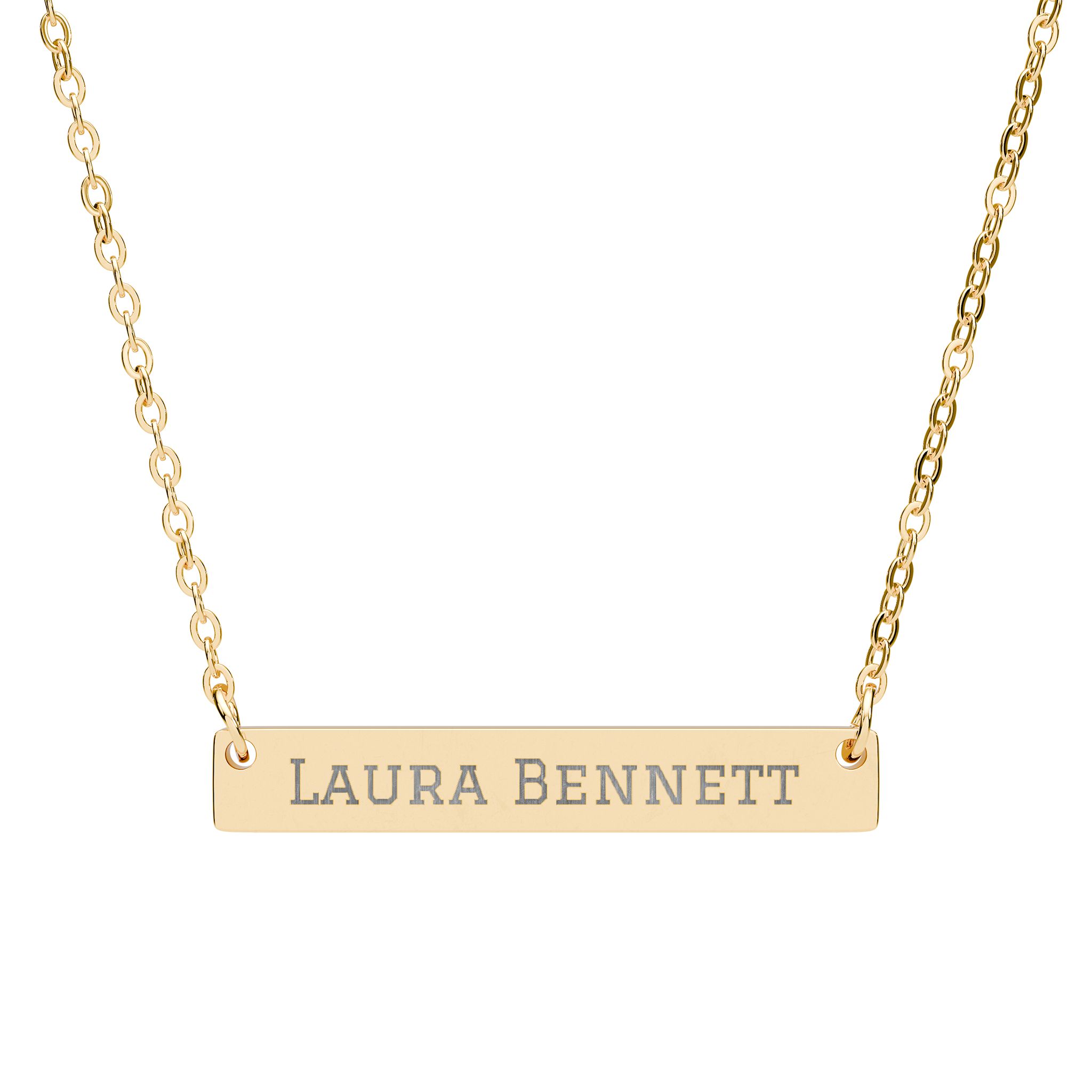 Engraved Bar Necklace — Classic in Gold