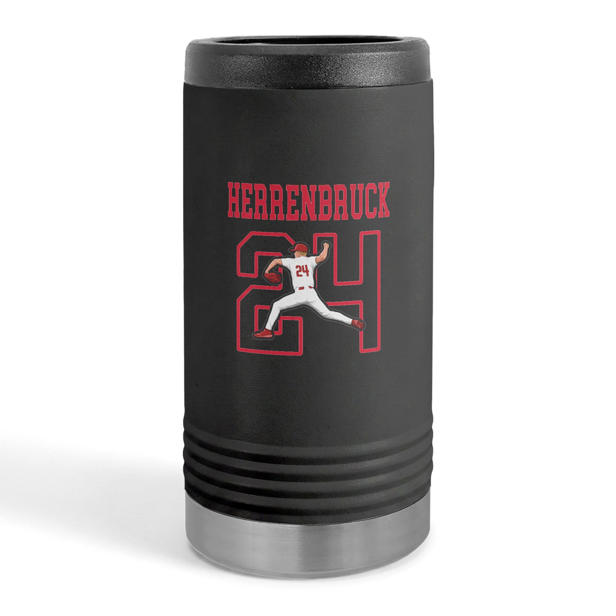 Slim Stainless Can Cooler — character_shirsey in Black