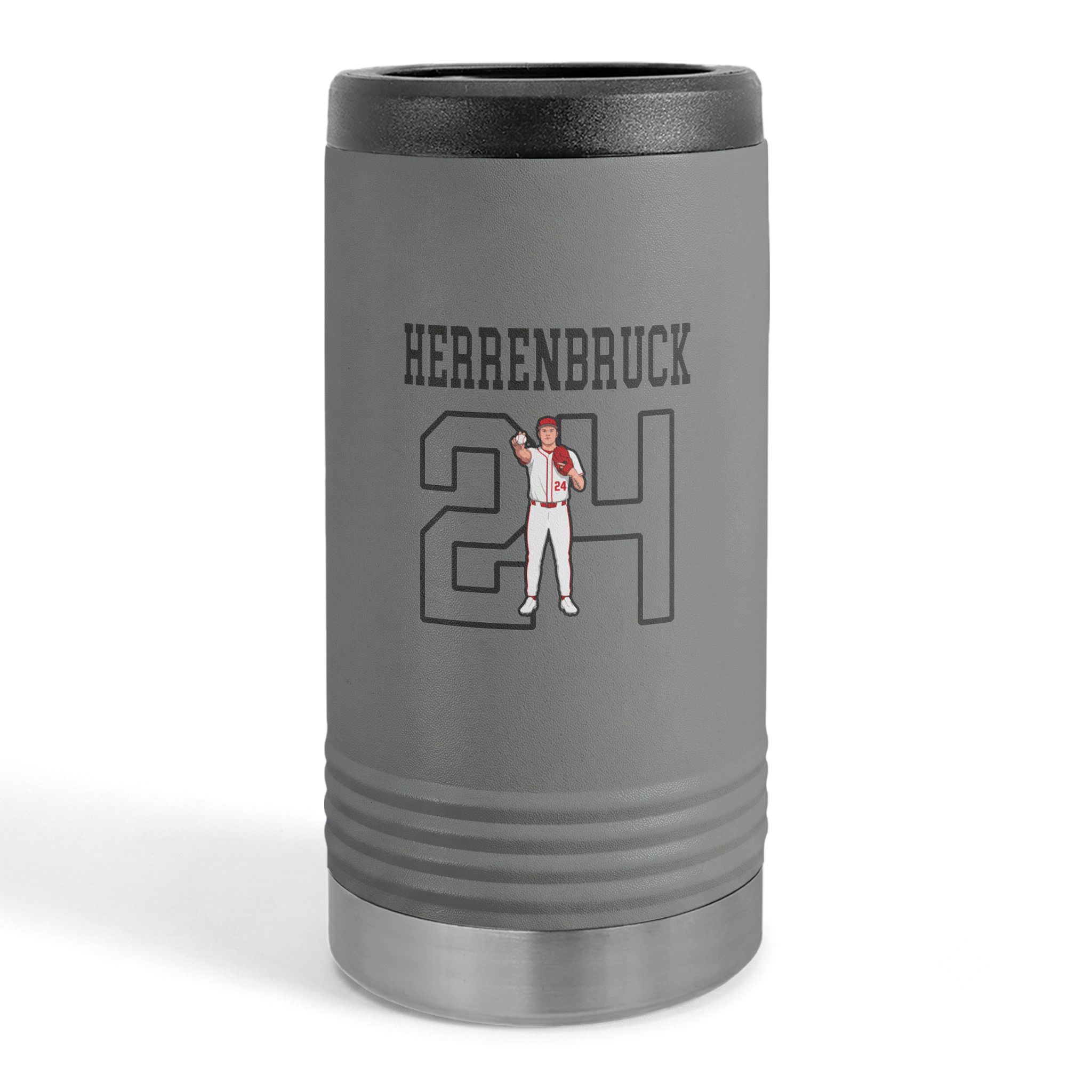 Slim Stainless Can Cooler — character_shirsey in Grey