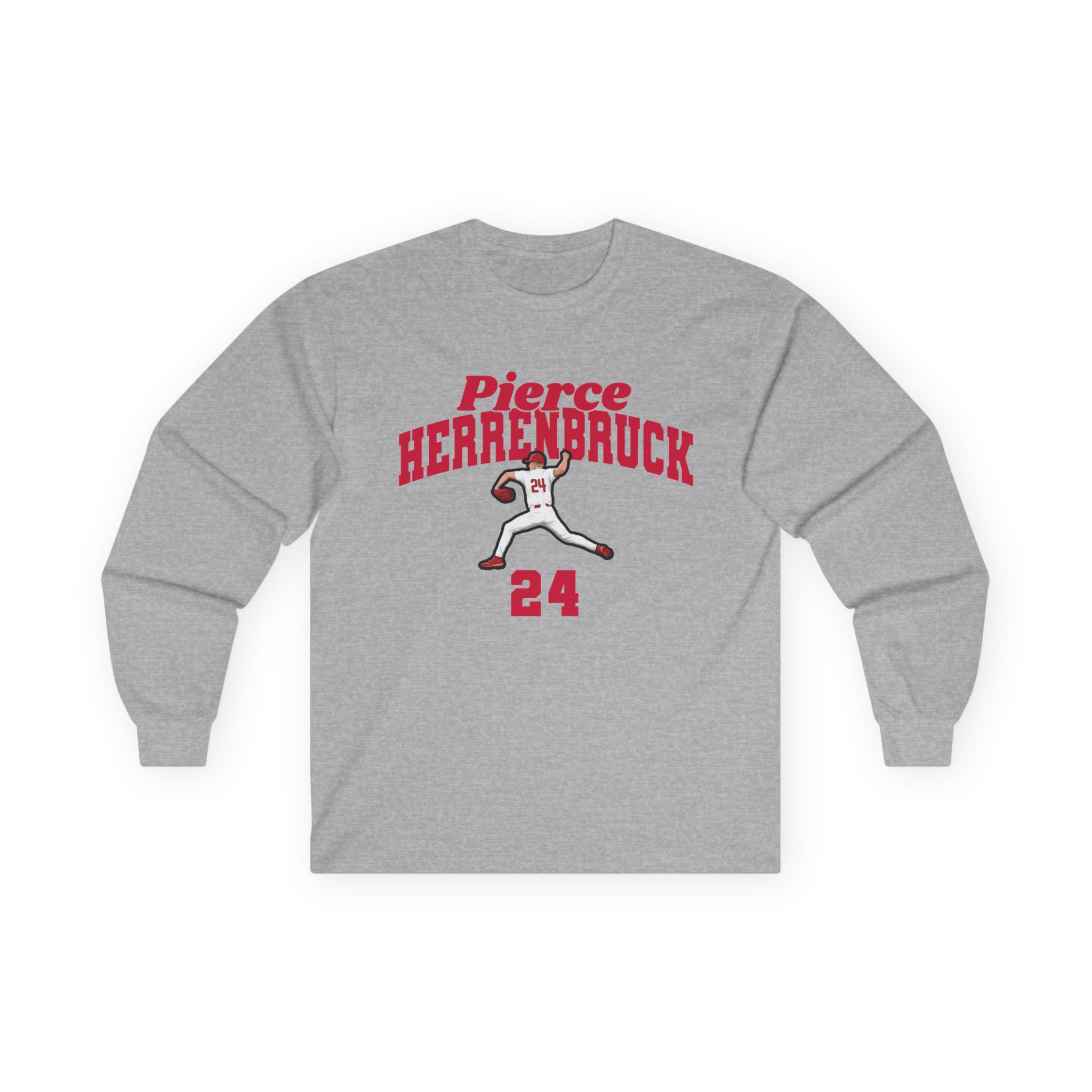 Long Sleeve Tee — character_signature_arch in Grey