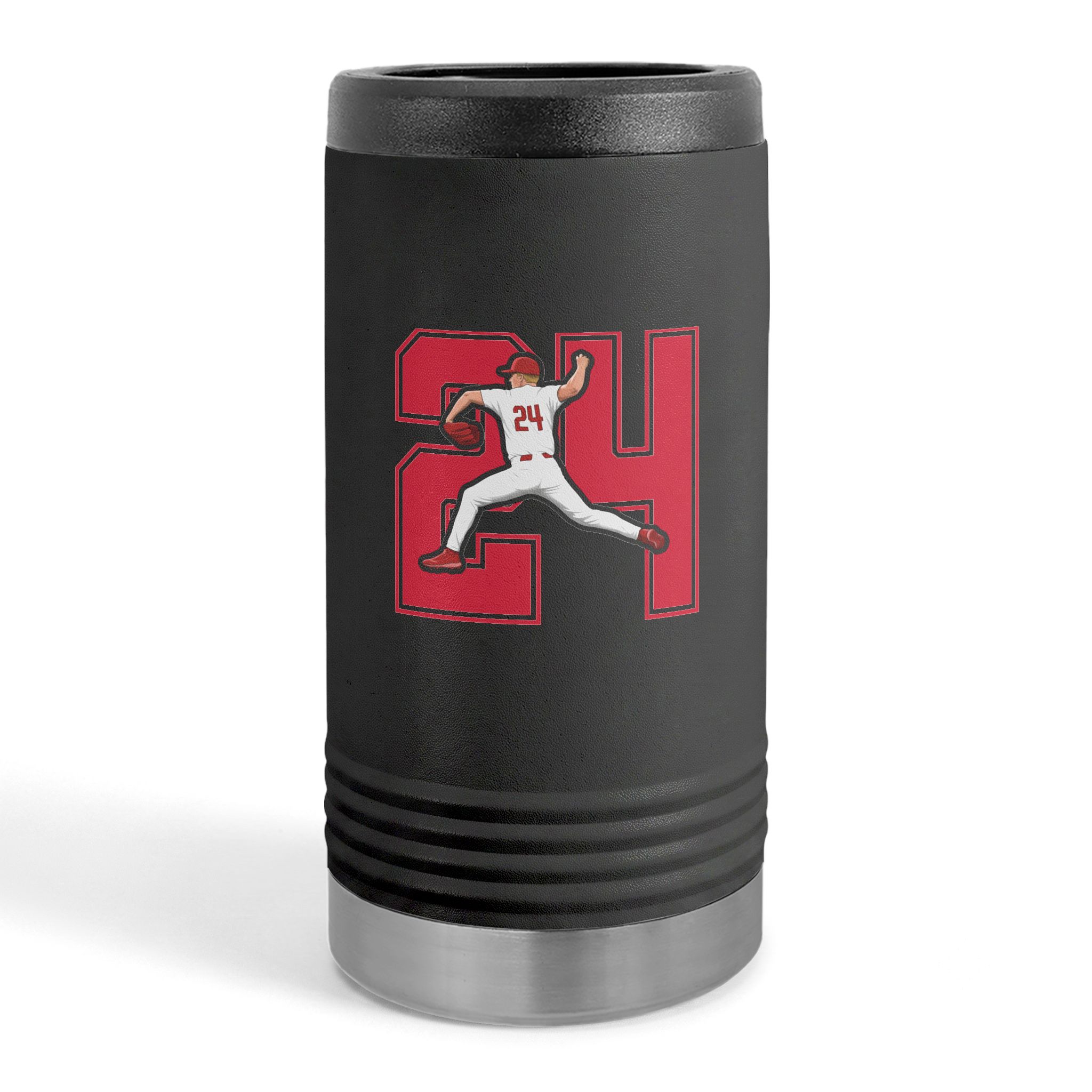 Slim Stainless Can Cooler — character_number in Black
