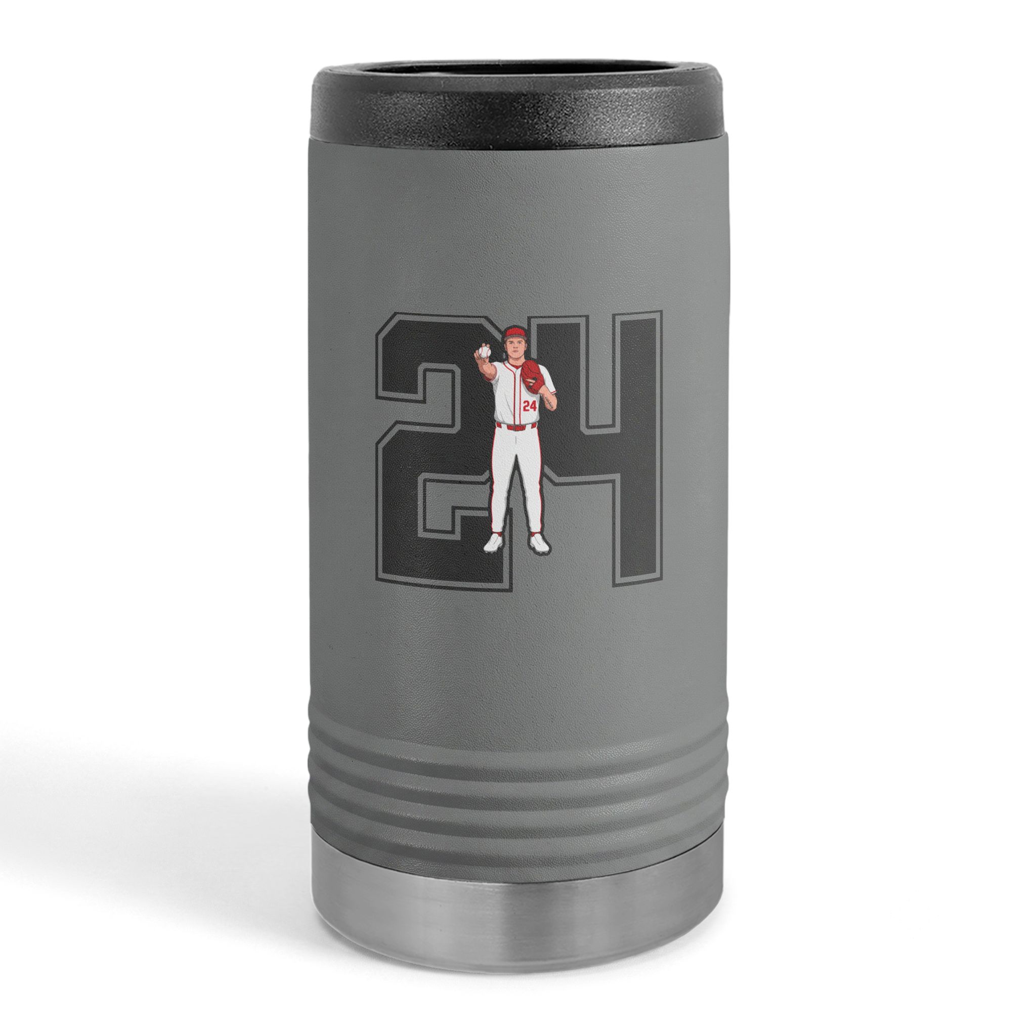 Slim Stainless Can Cooler — character_number in Grey