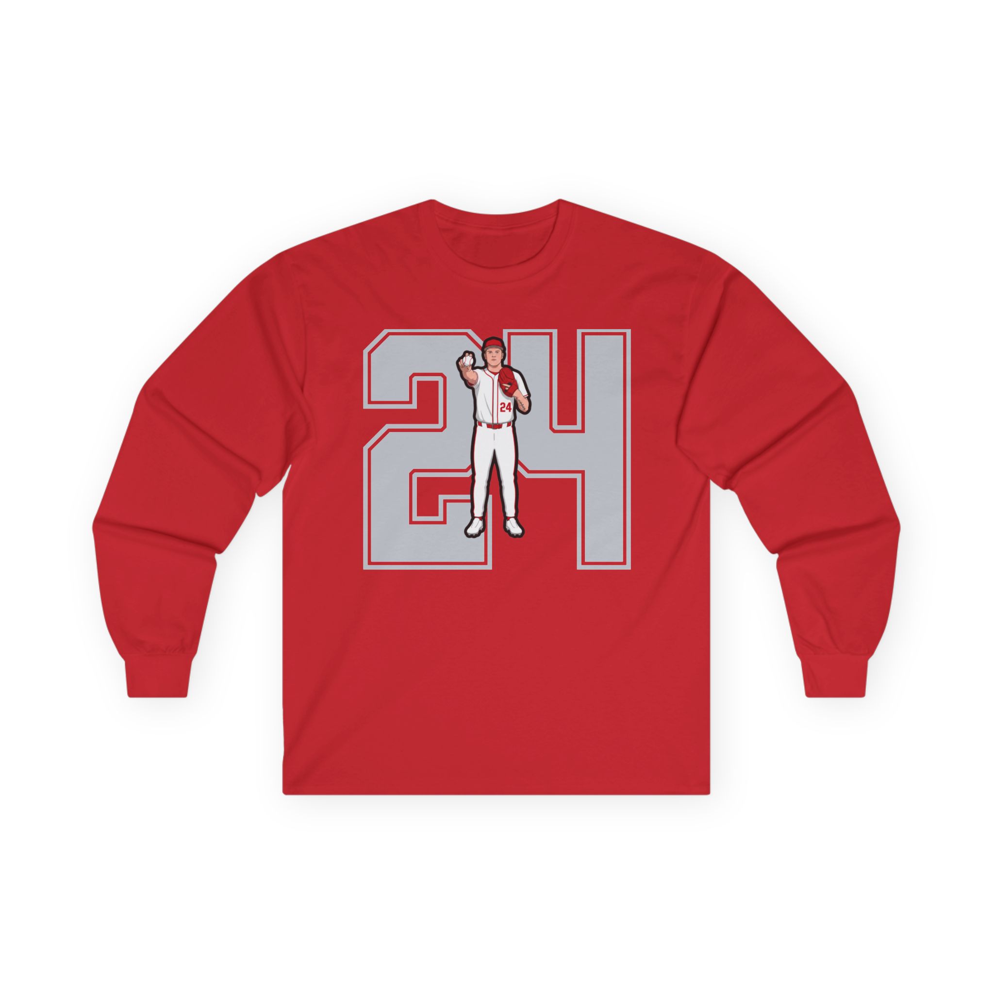 Long Sleeve Tee — character_number in Red
