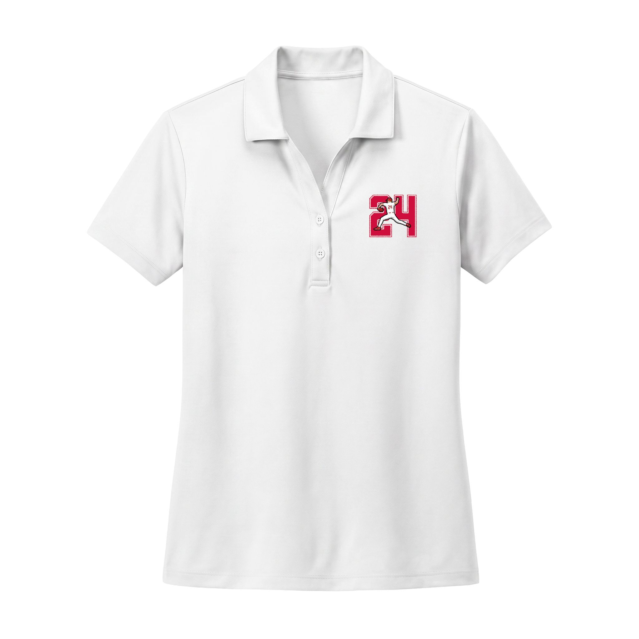 Women's Polo — character_number in White