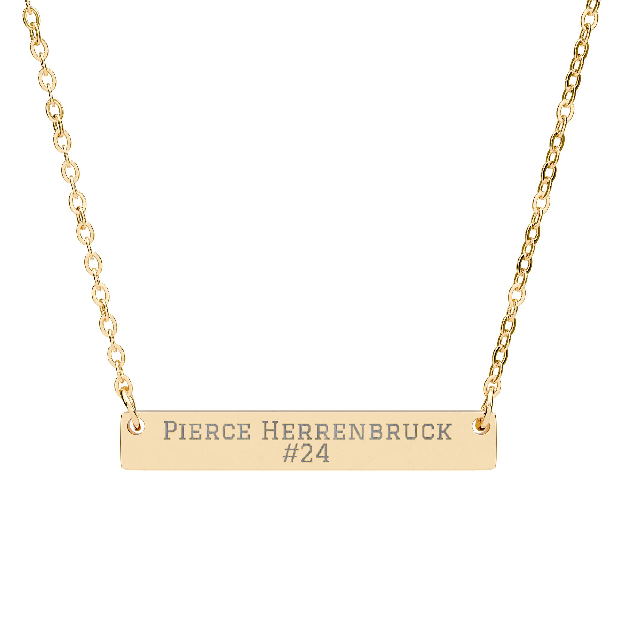Engraved Bar Necklace — Name & Number in Gold