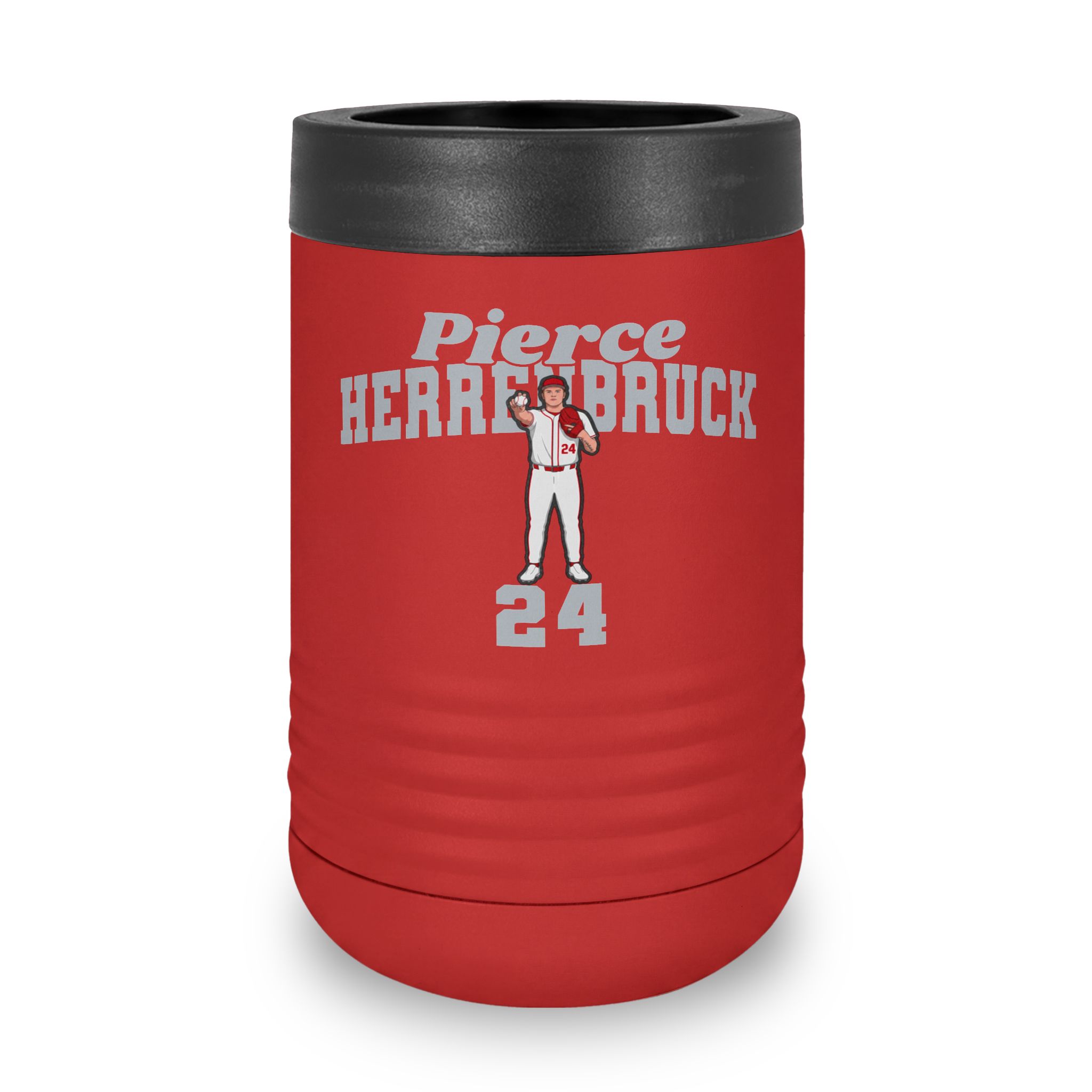 Stainless Can Cooler — character_signature_arch in Red