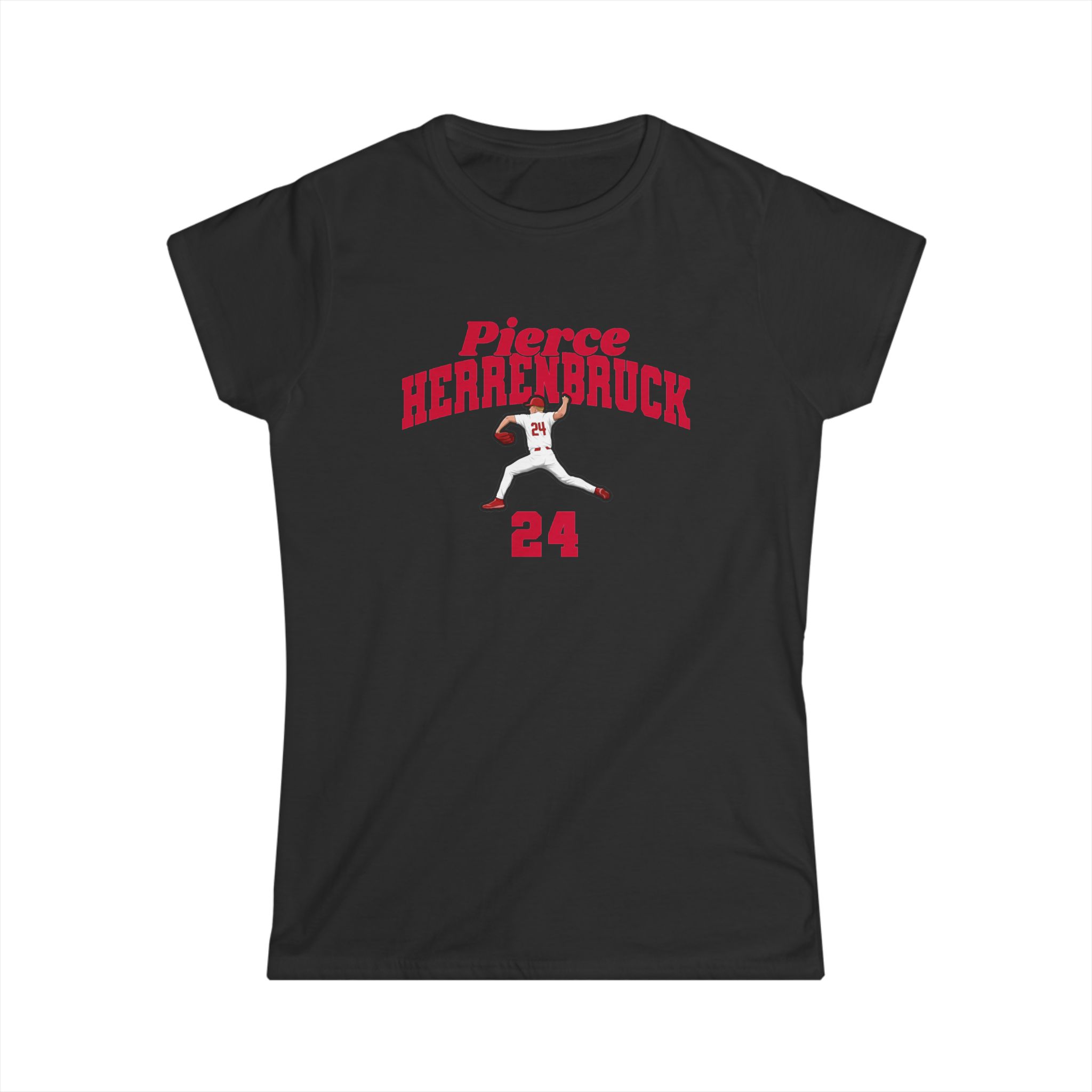 Women's Softstyle Tee — character_signature_arch in Black