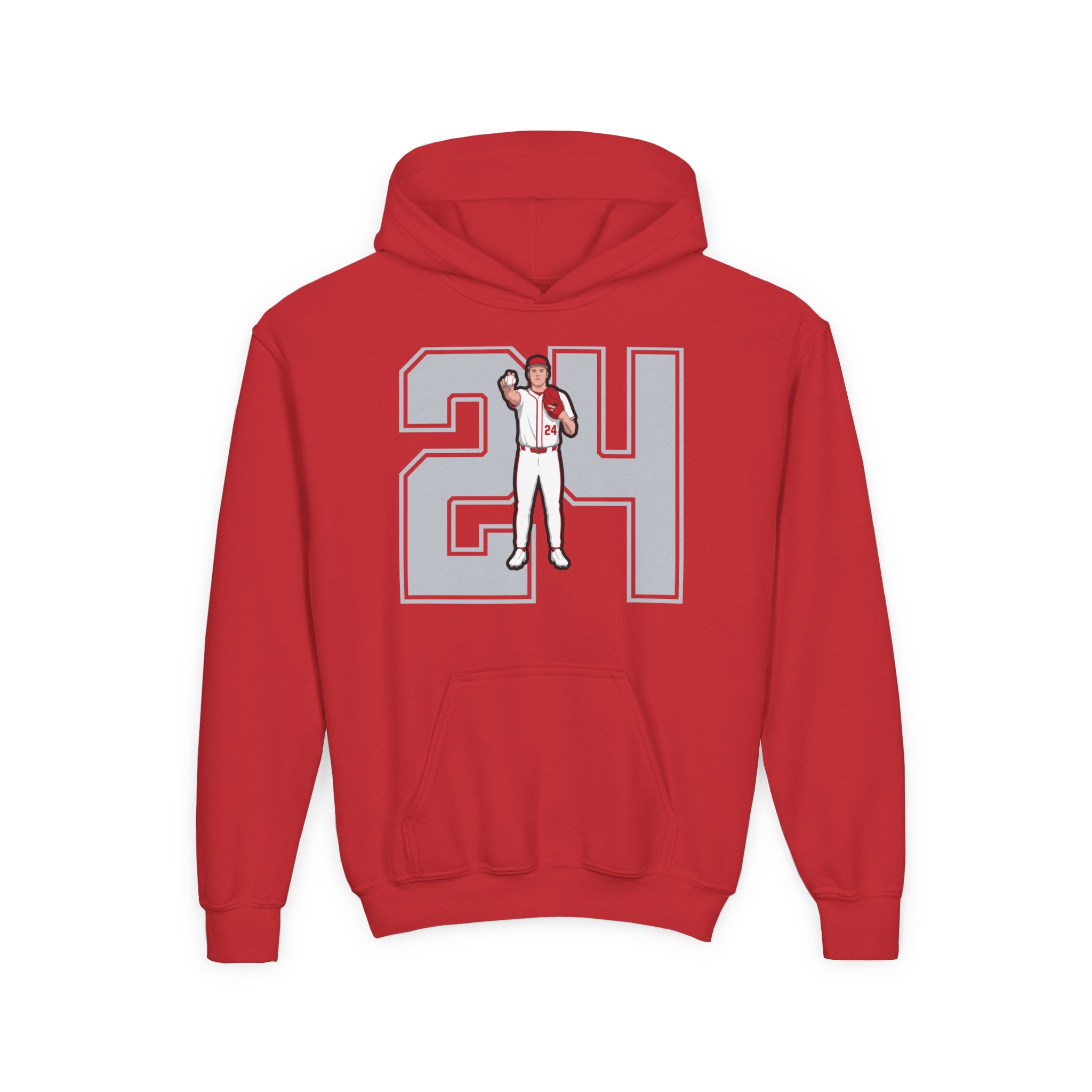 Youth Hoodie — character_number in Red
