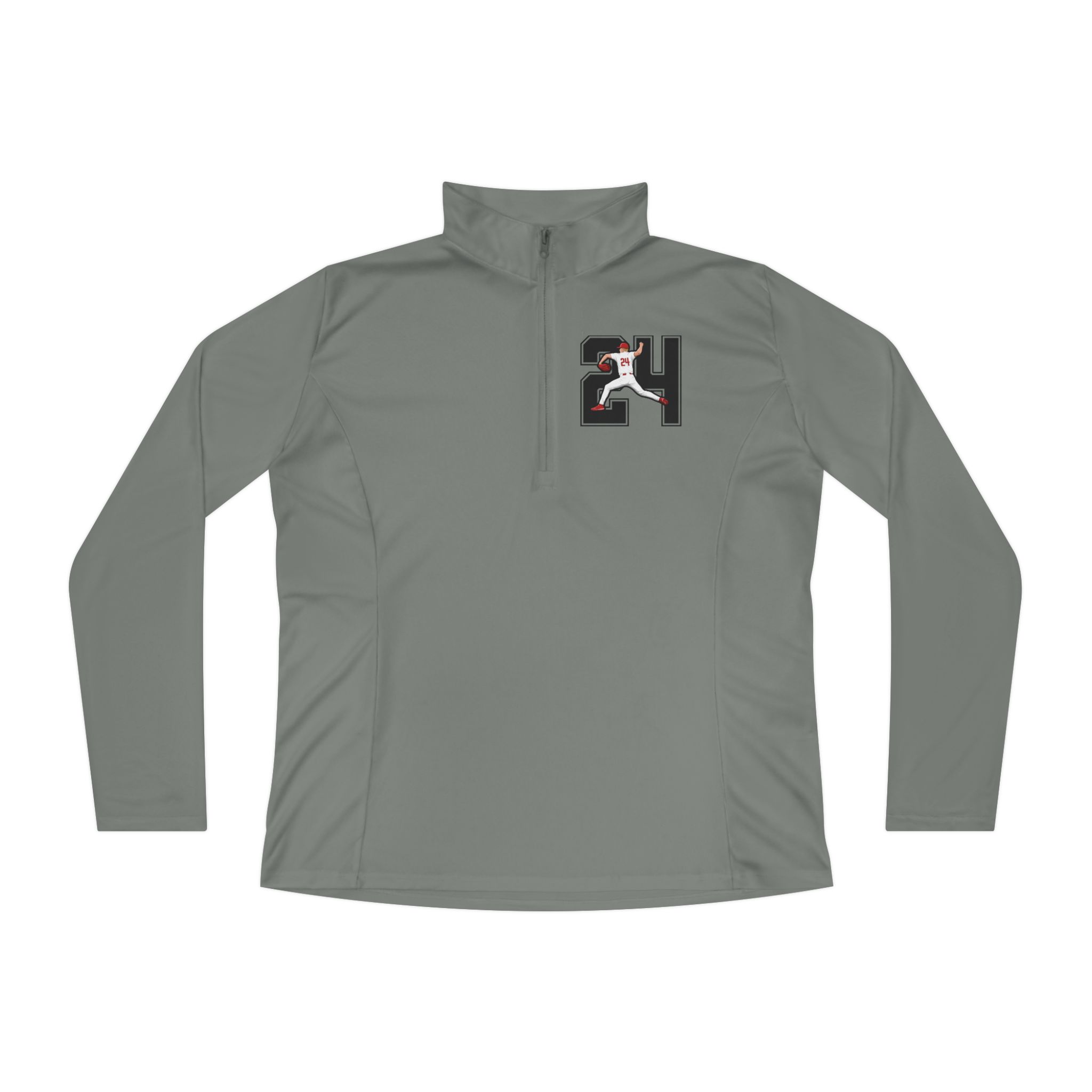 Women's Q-Zip Pullover — character_number in Grey