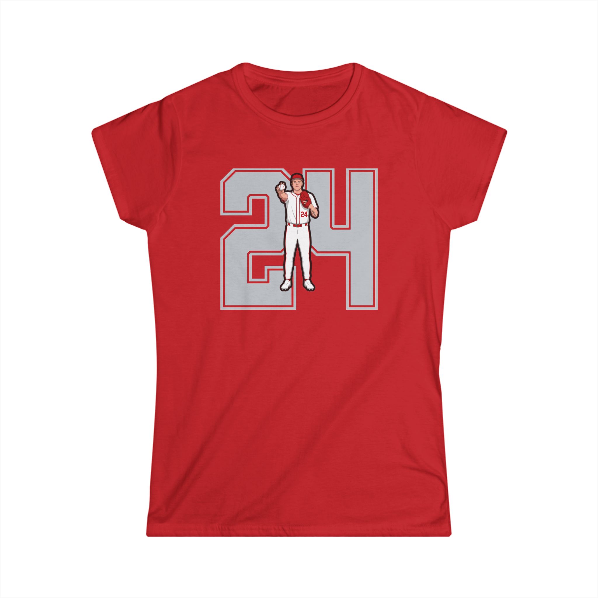 Women's Softstyle Tee — character_number in Red