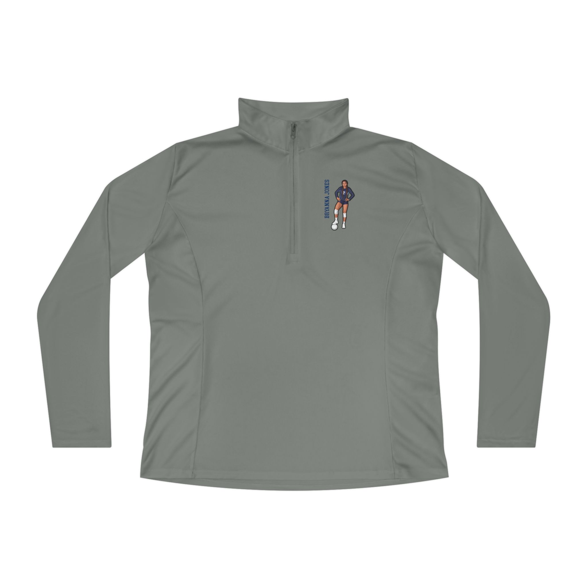 Women's Q-Zip Pullover — character_name_vertical in Grey