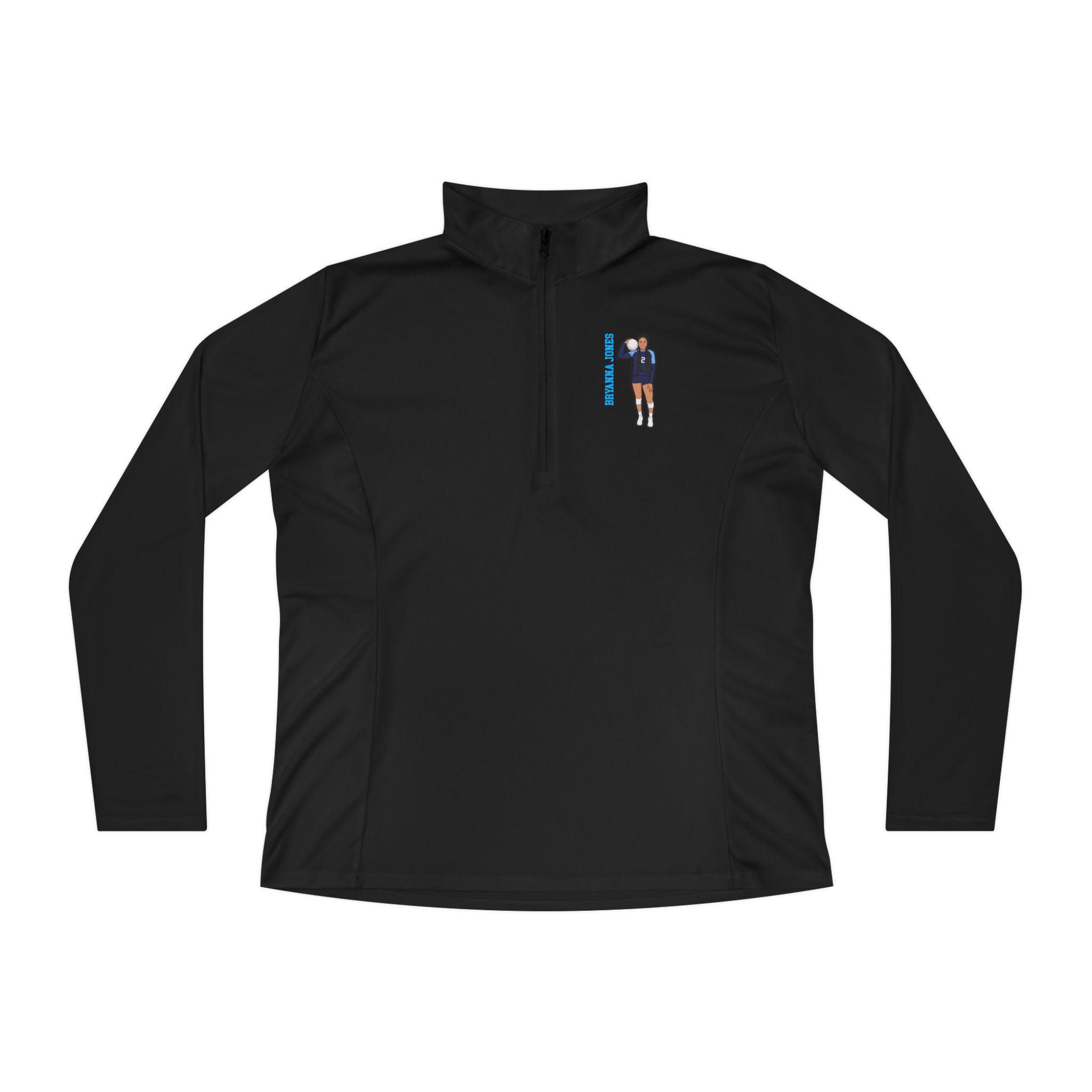 Women's Q-Zip Pullover — character_name_vertical in Black